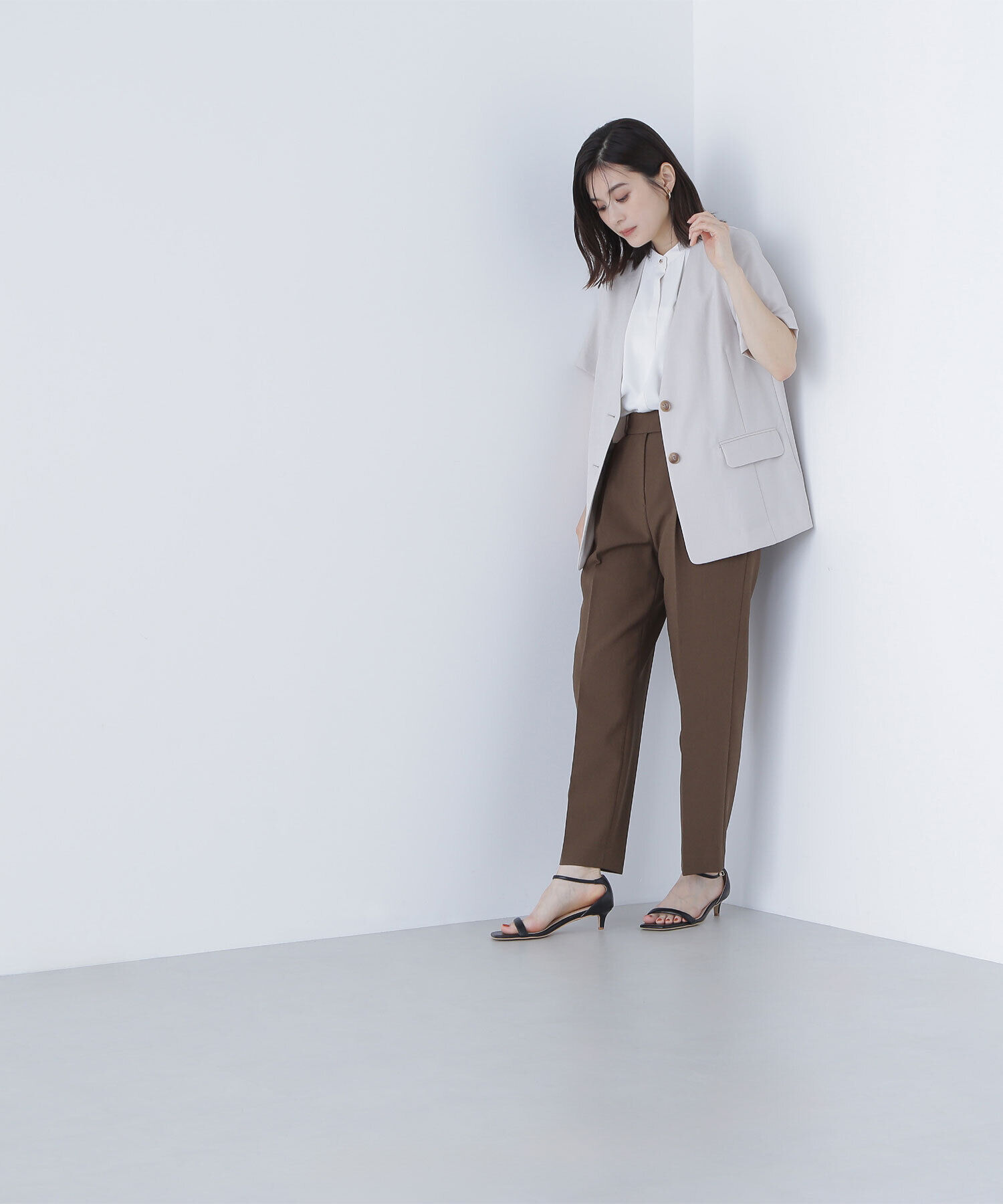  「リネンライクツイルシリーズ ハーフスリーブジャケット」|ブルゾン・スタジャン|