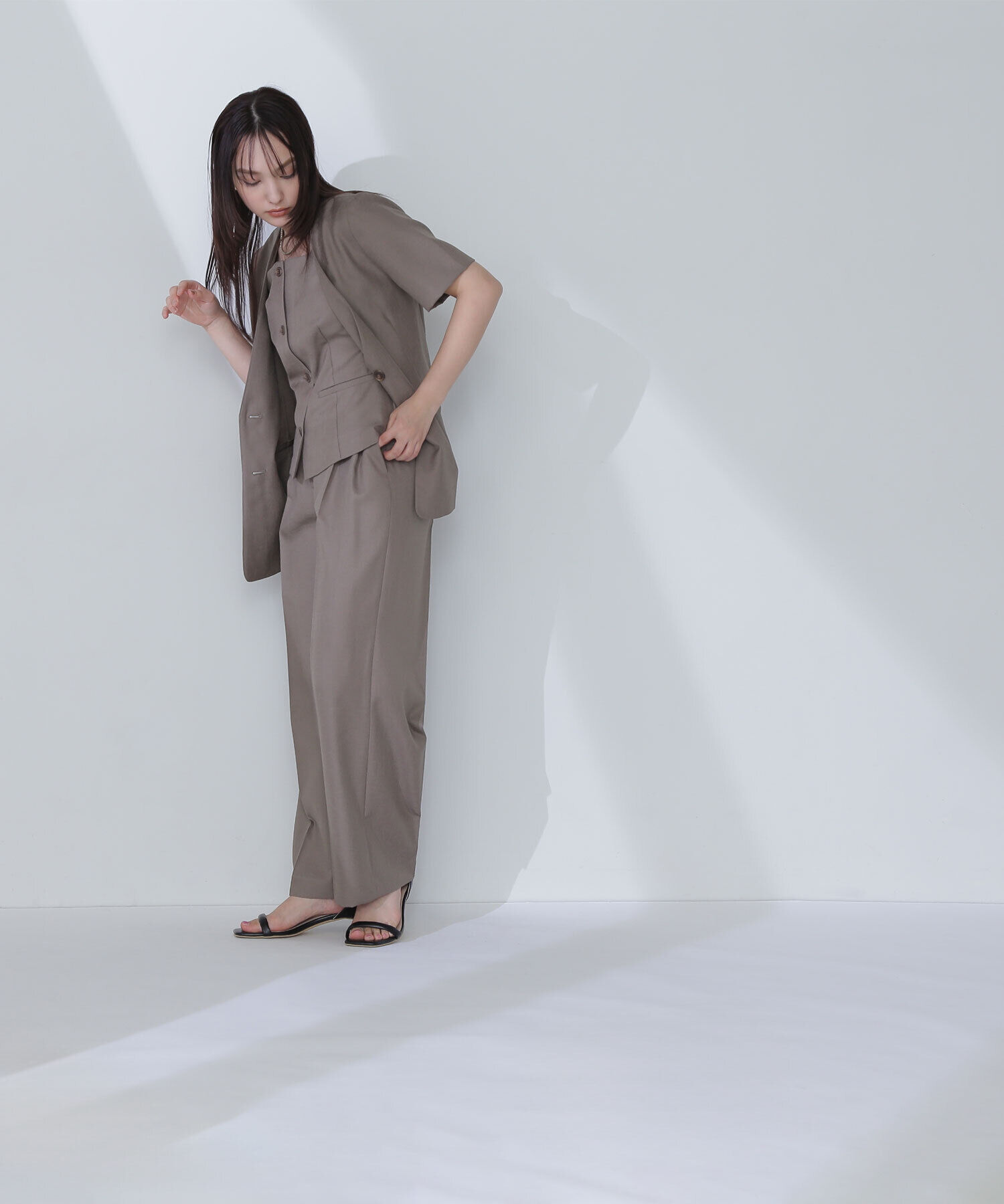  「リネンライクツイルシリーズ ハーフスリーブジャケット」|ブルゾン・スタジャン|