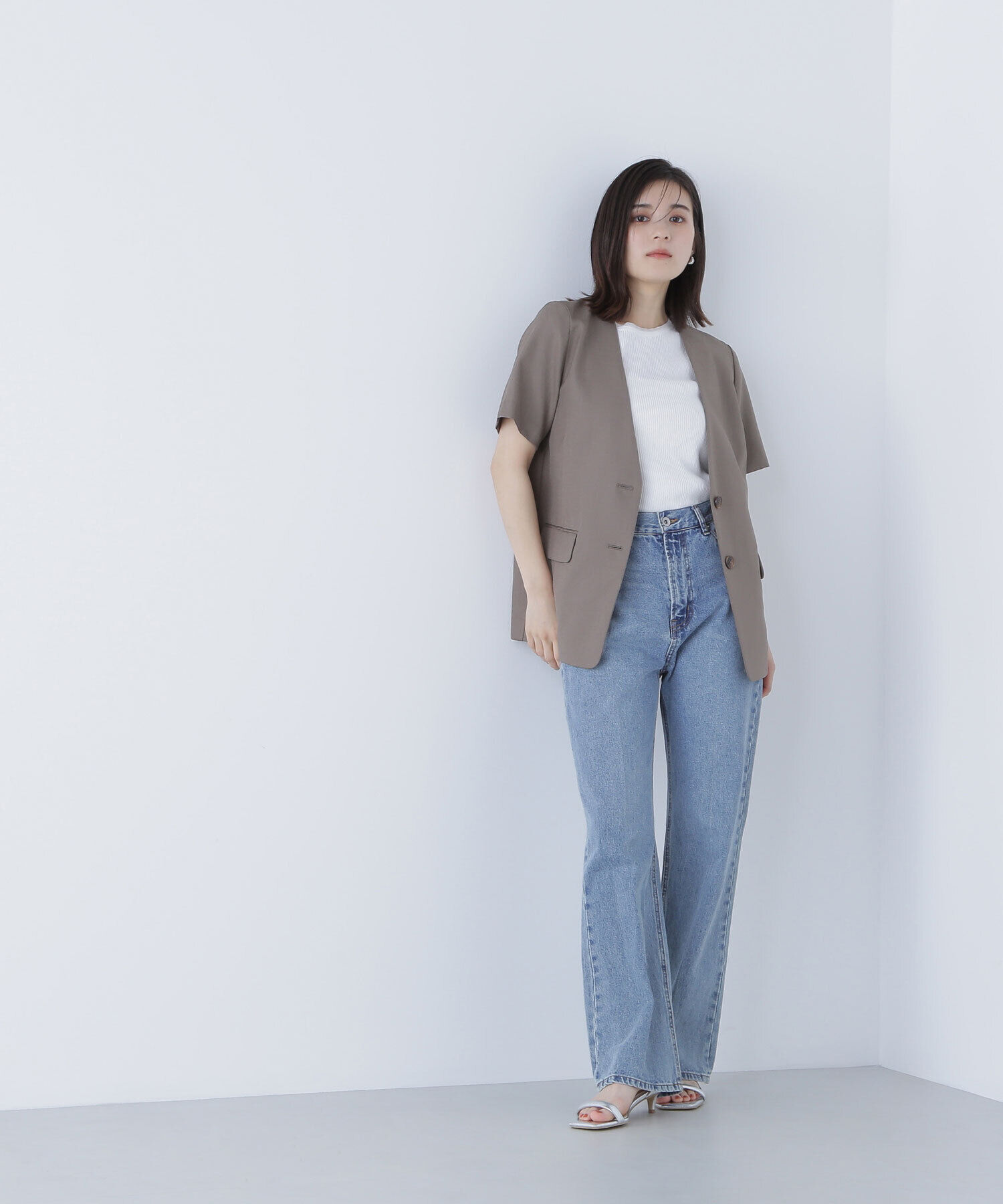  「リネンライクツイルシリーズ ハーフスリーブジャケット」|ブルゾン・スタジャン|