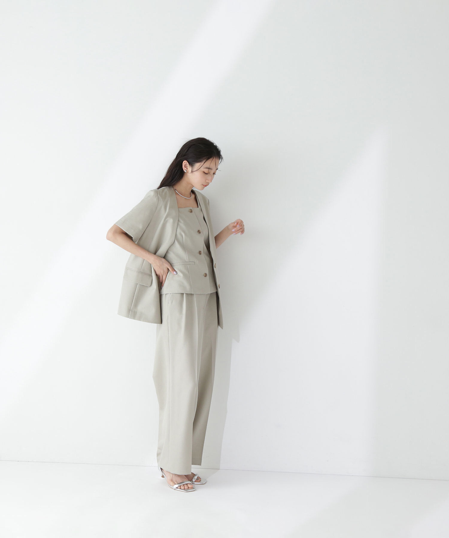  「リネンライクツイルシリーズ ハーフスリーブジャケット」|ブルゾン・スタジャン|