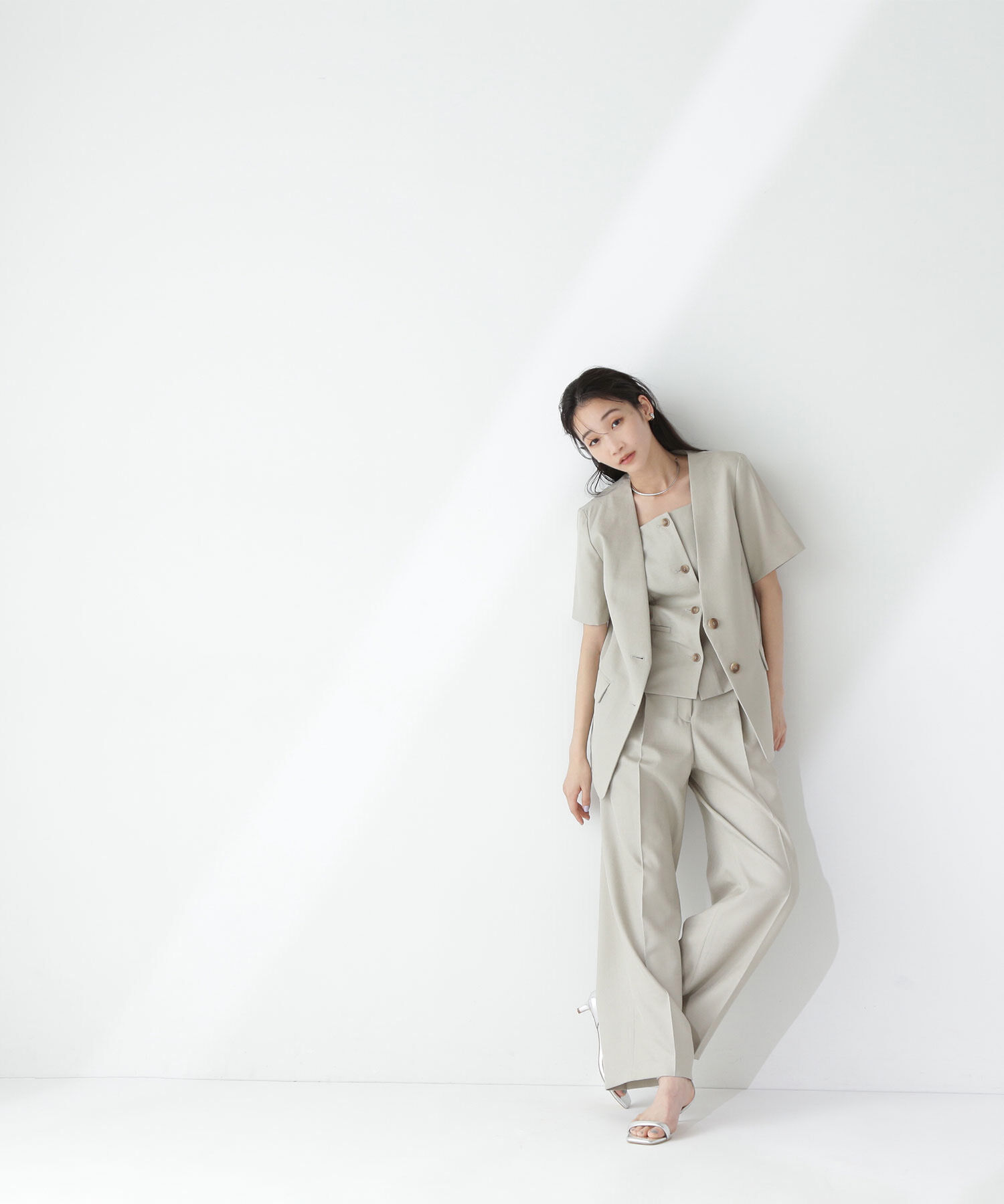  「リネンライクツイルシリーズ ハーフスリーブジャケット」|ブルゾン・スタジャン|