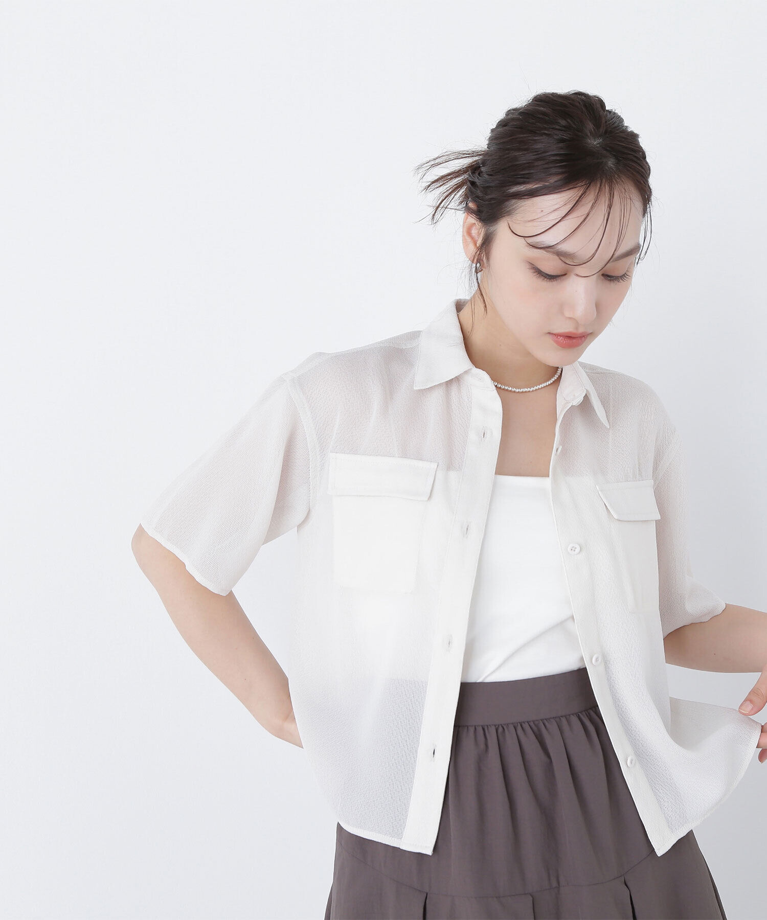  「ダブルポケットメッシュシャツ」|シャツ・ブラウス|オフ1