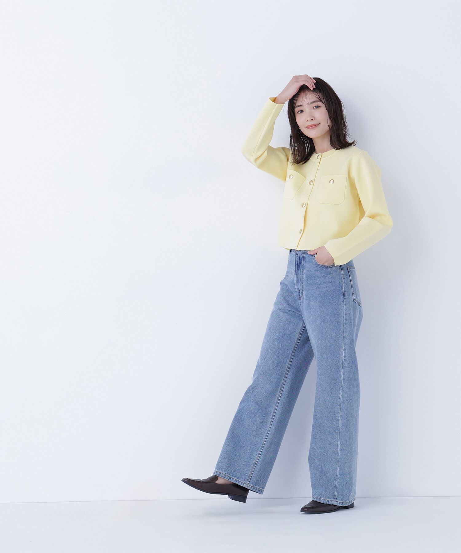  「エンブレムボタンニットジャケット」|ニット・セーター|