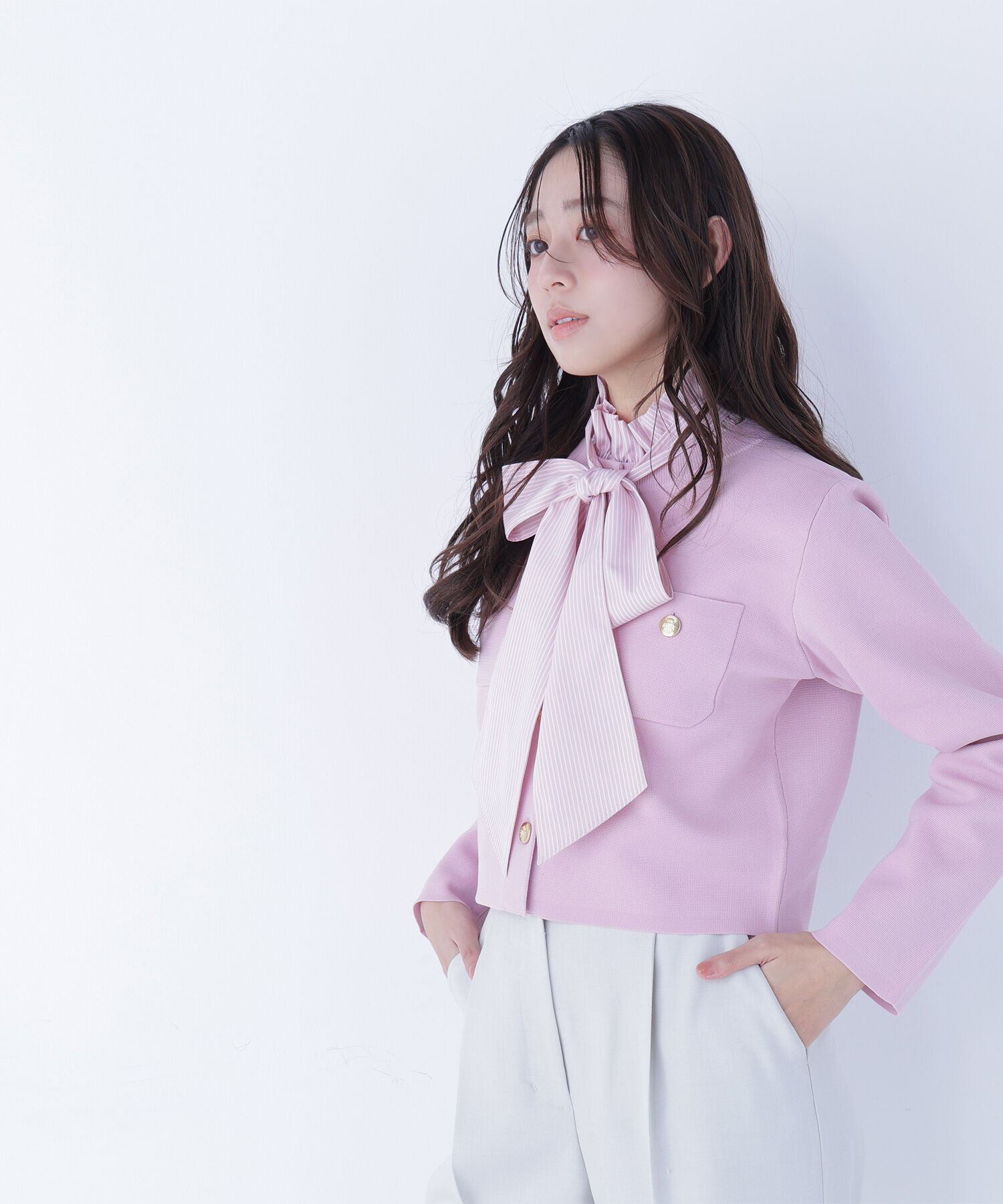  「エンブレムボタンニットジャケット」|ニット・セーター|