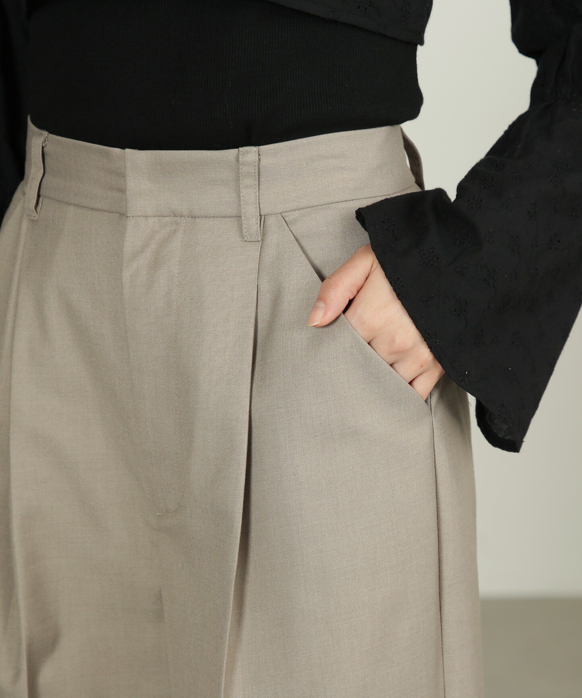  「[低身長サイズ/Sシリーズ]ストレートワイドタックパンツ」|その他|