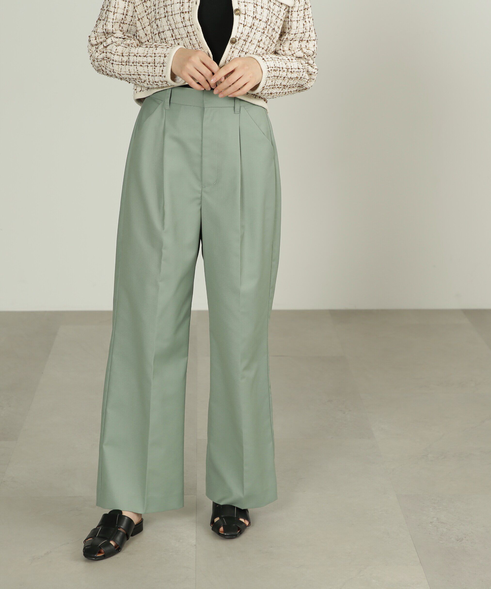  「[低身長サイズ/Sシリーズ]ストレートワイドタックパンツ」|その他|ミント