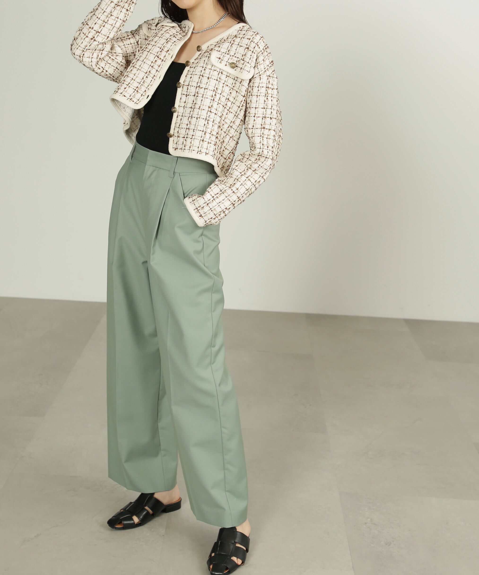  「[低身長サイズ/Sシリーズ]ストレートワイドタックパンツ」|その他|