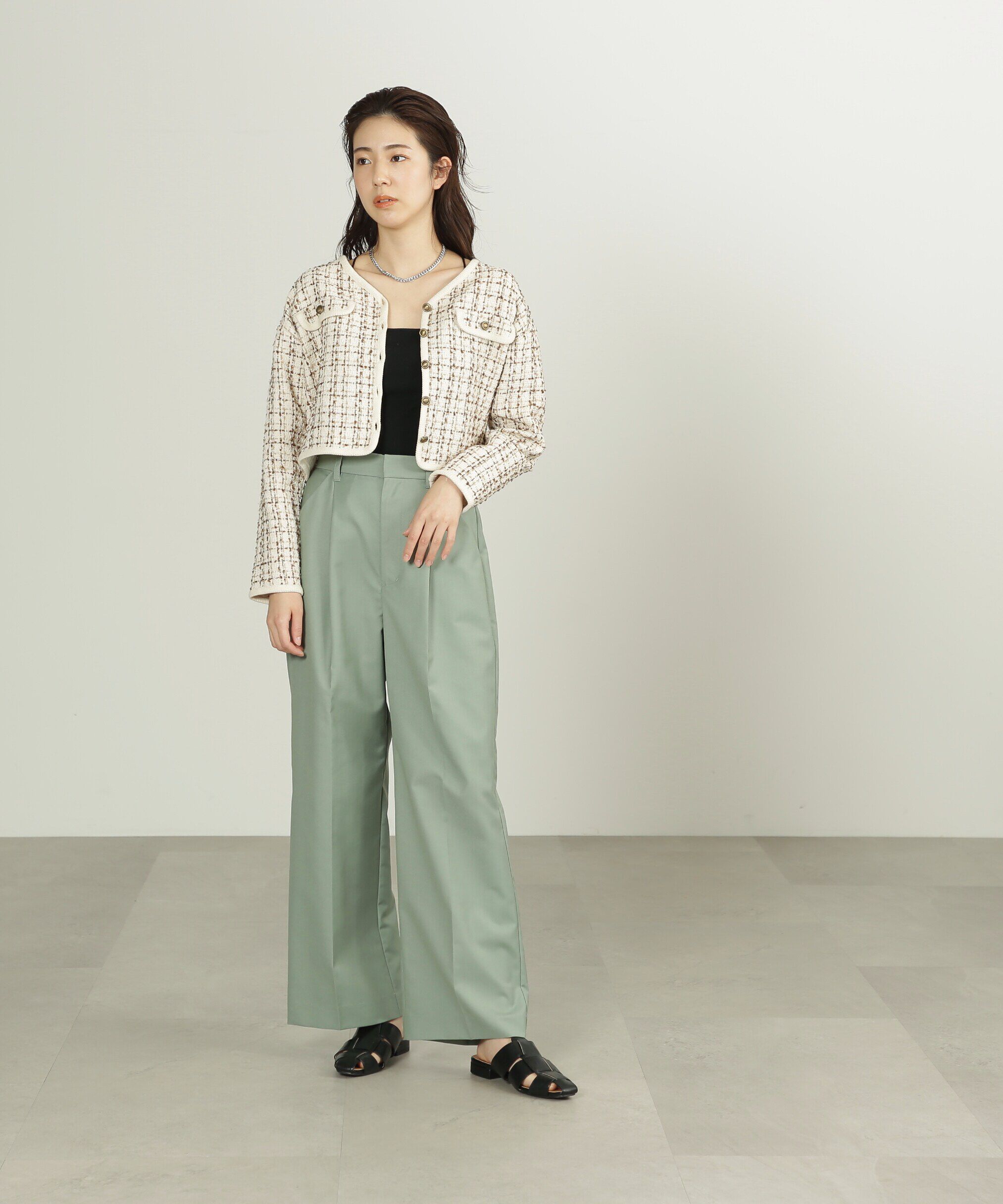  「[低身長サイズ/Sシリーズ]ストレートワイドタックパンツ」|その他|