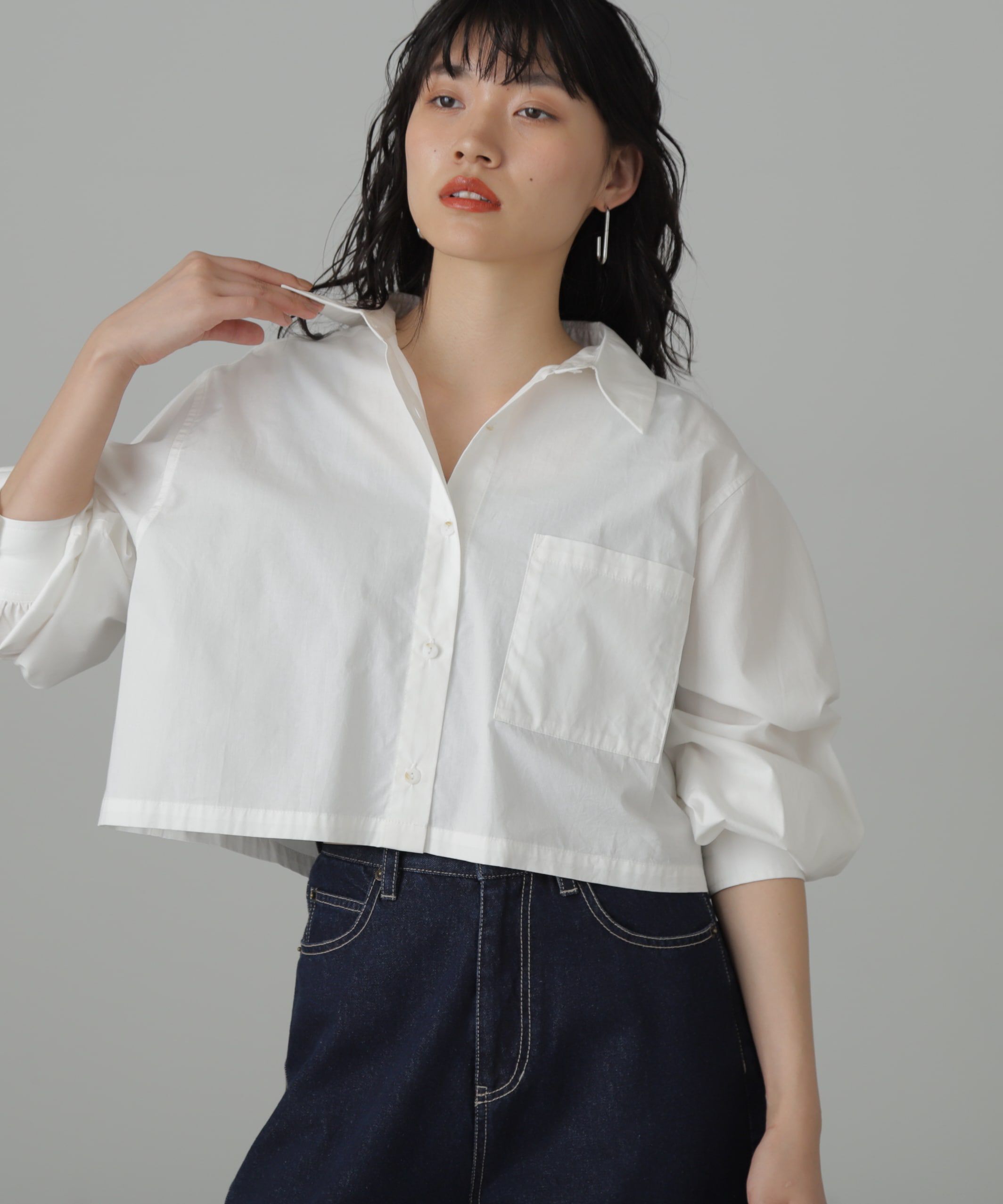  「バックシャンボリュームスリーブショート丈シャツ」|シャツ・ブラウス|