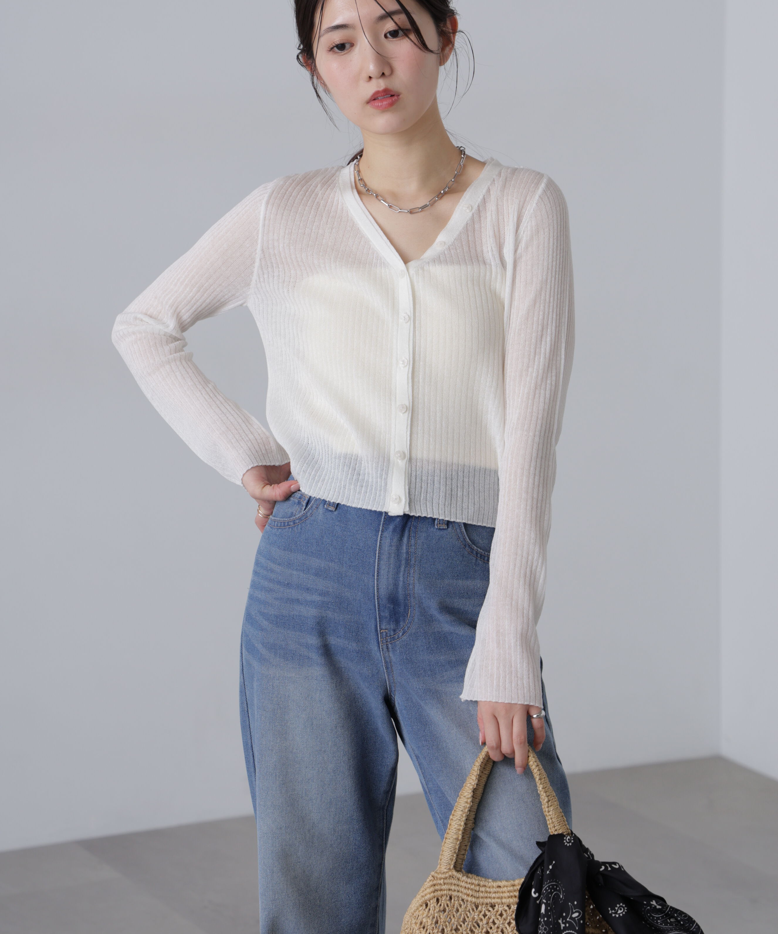  「シアーリブニットカーディガン」|ニット・セーター|