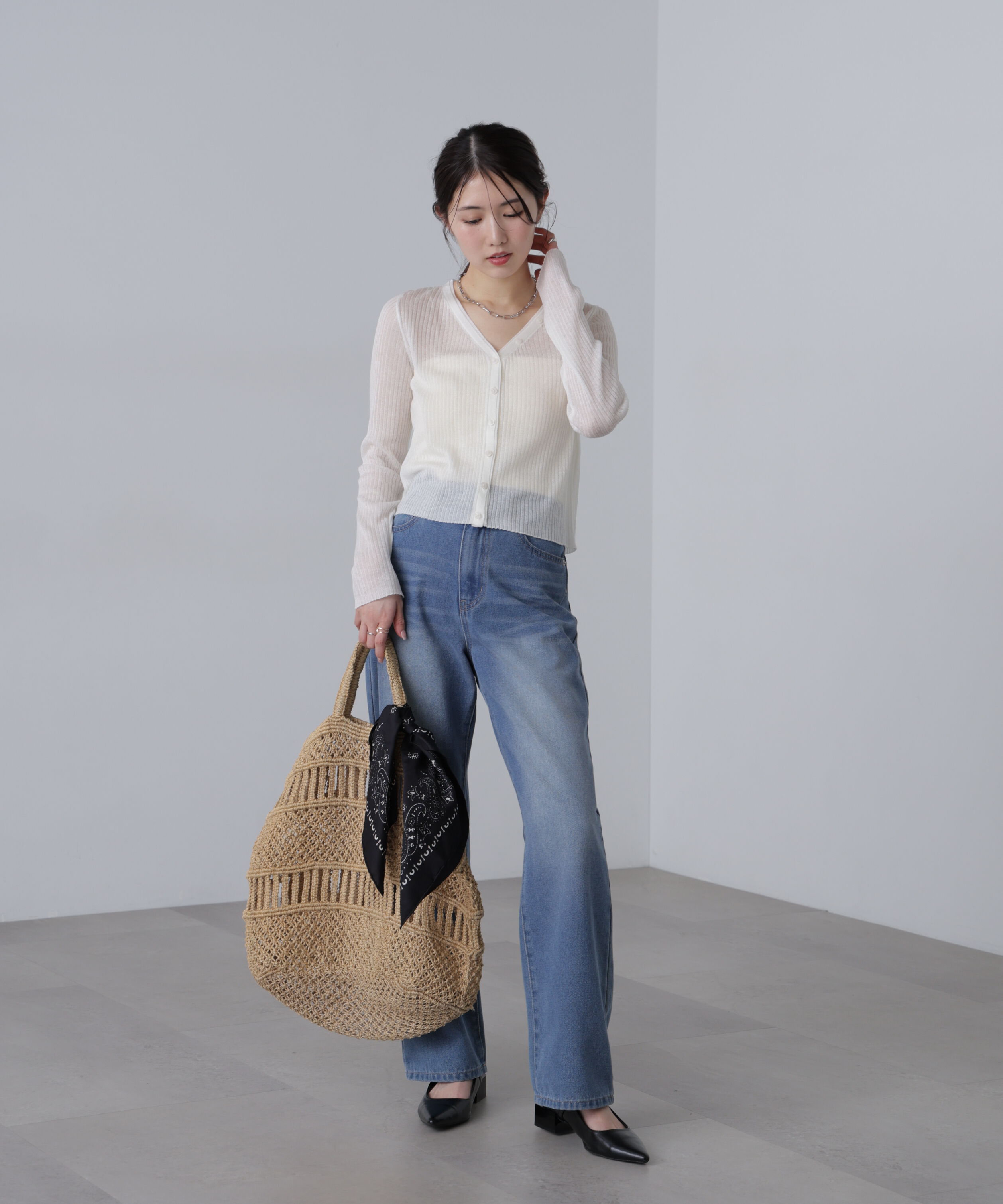  「シアーリブニットカーディガン」|ニット・セーター|