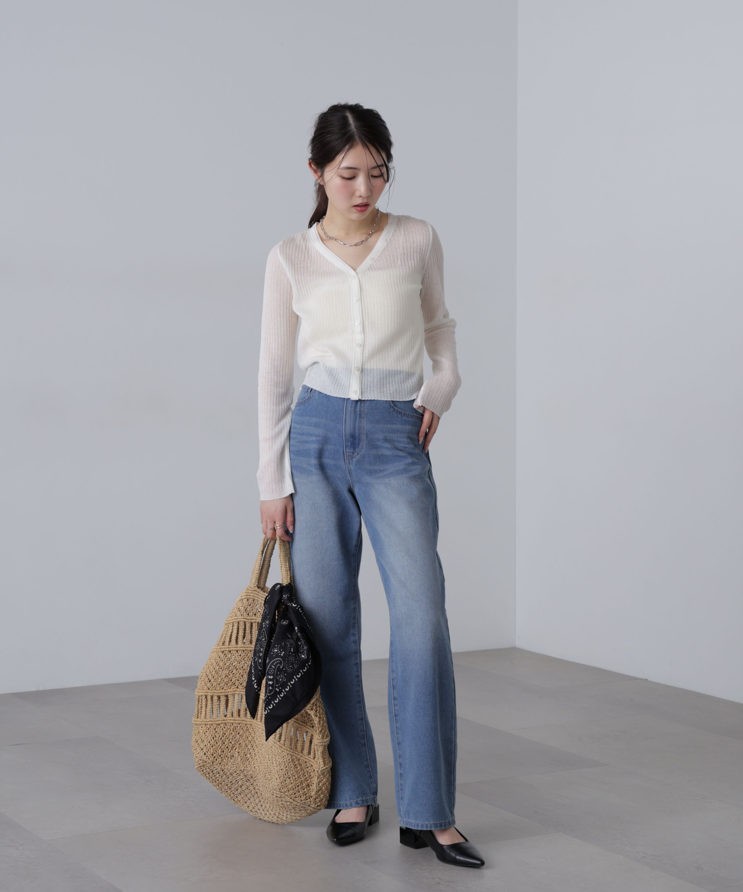  「シアーリブニットカーディガン」|ニット・セーター|