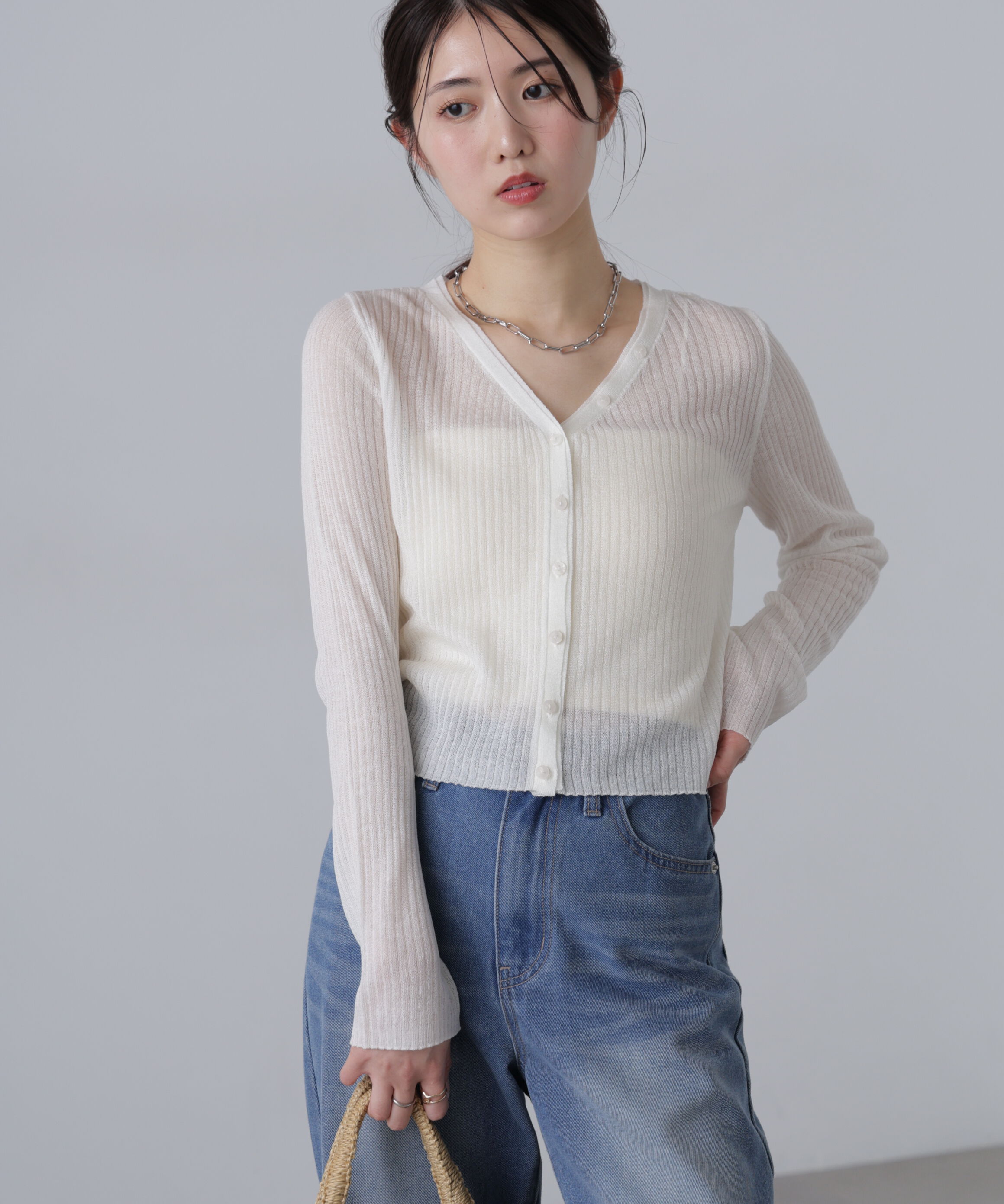  「シアーリブニットカーディガン」|ニット・セーター|