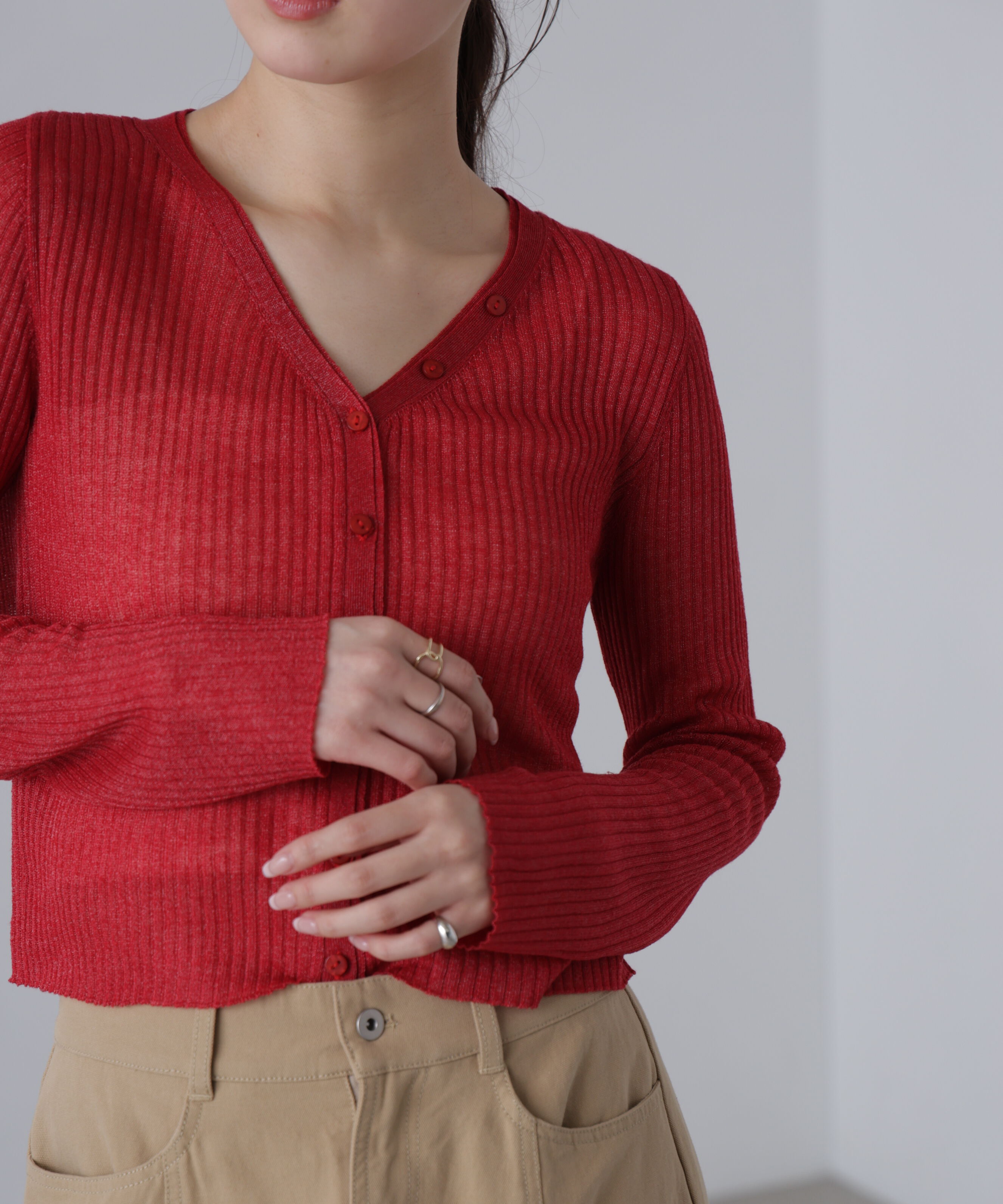  「シアーリブニットカーディガン」|ニット・セーター|