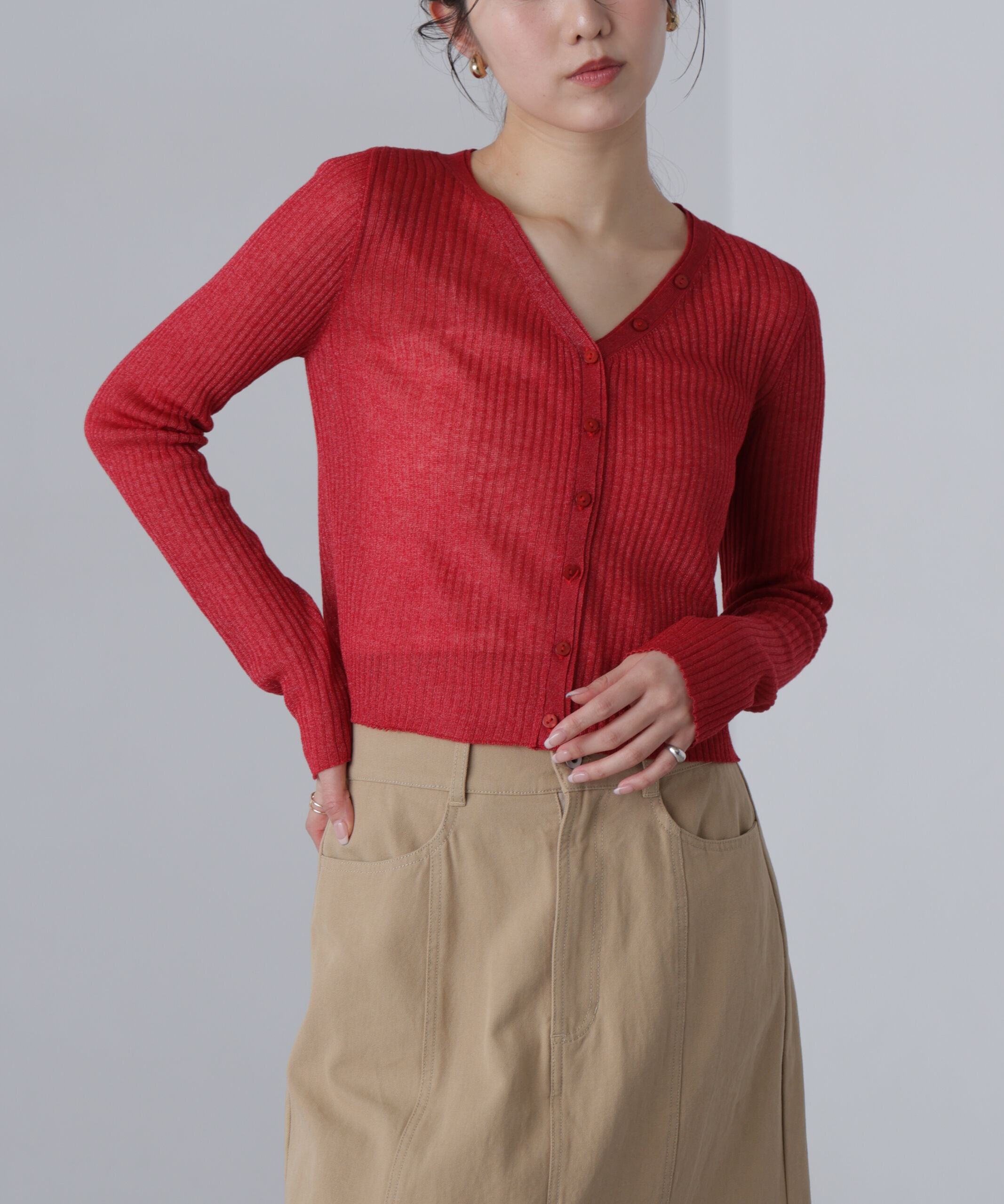  「シアーリブニットカーディガン」|ニット・セーター|