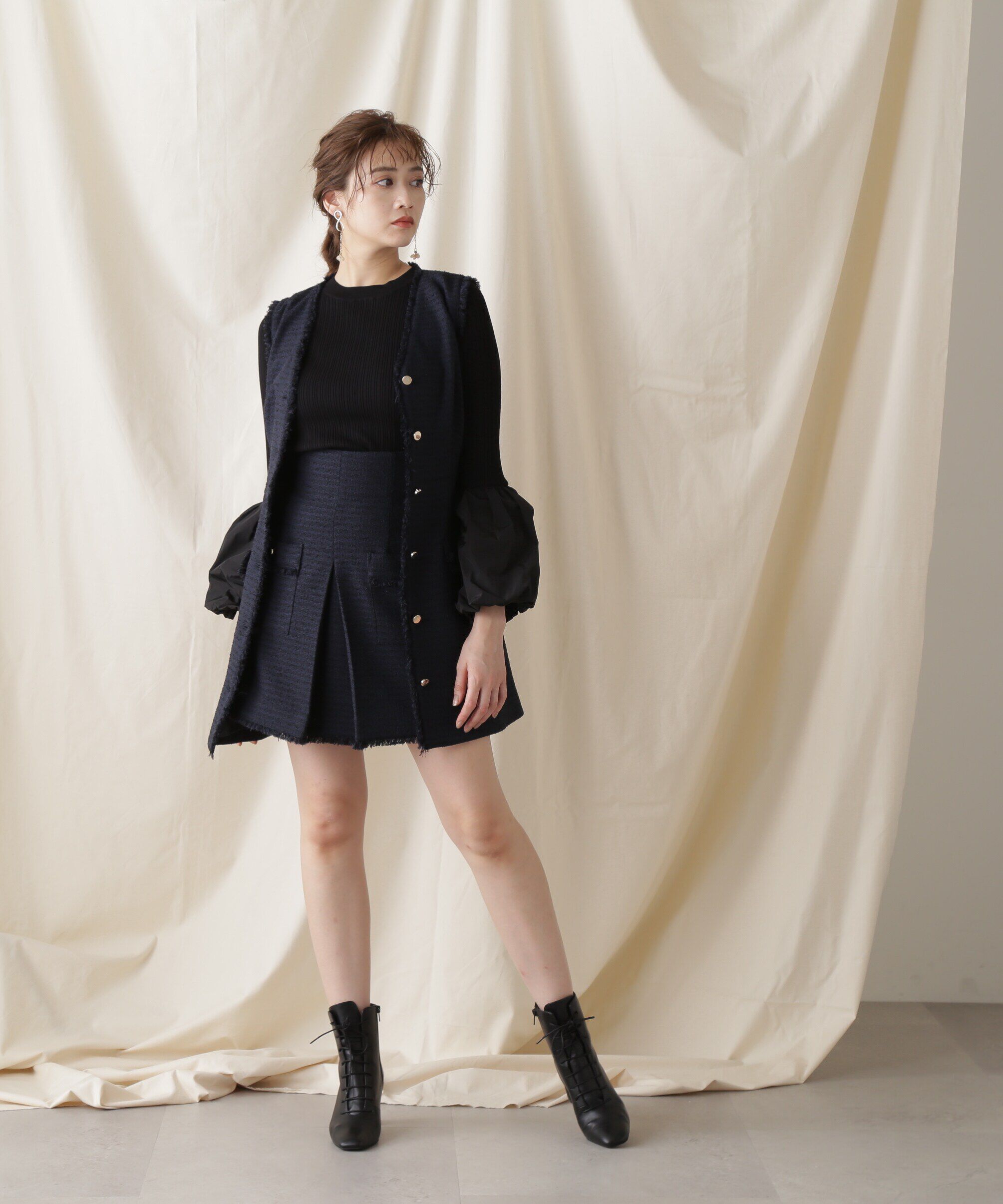  「イソザイコンビベルスリーブニットトップス」|ニット・セーター|