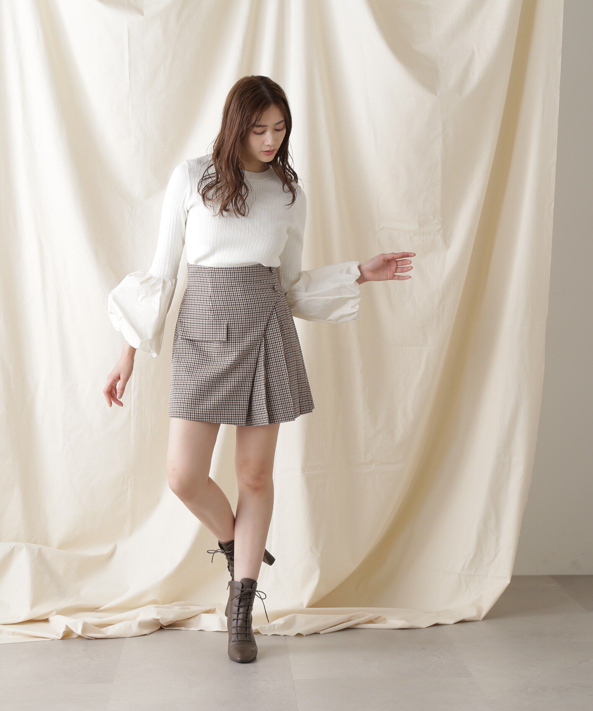  「イソザイコンビベルスリーブニットトップス」|ニット・セーター|