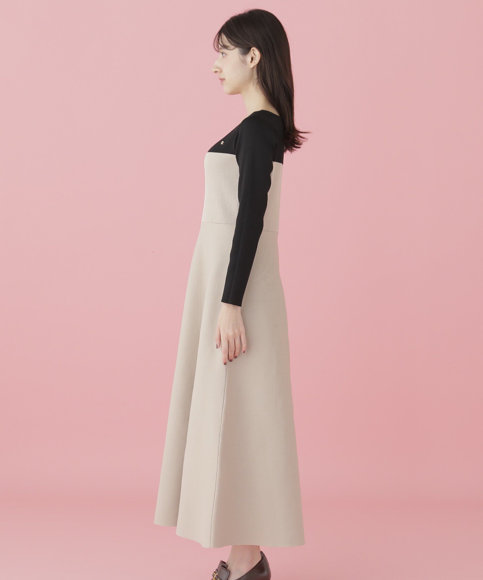  「長袖ソウバリフレアニットワンピース」|ワンピース|