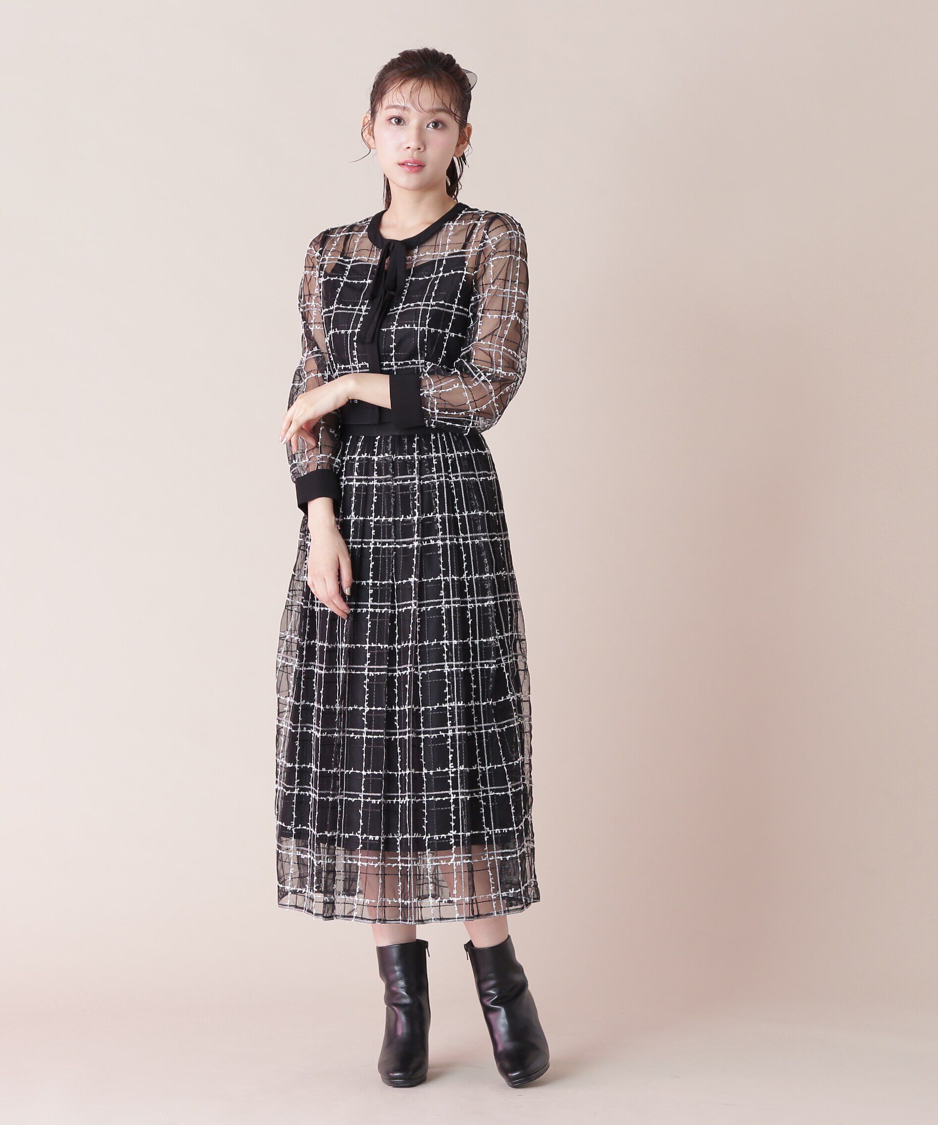  「シアーチェックタックスカート」|スカート|