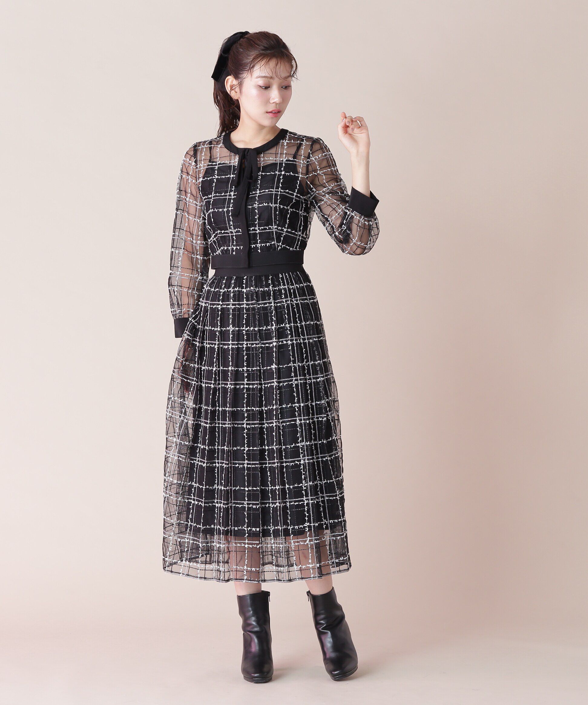  「シアーチェックタックスカート」|スカート|