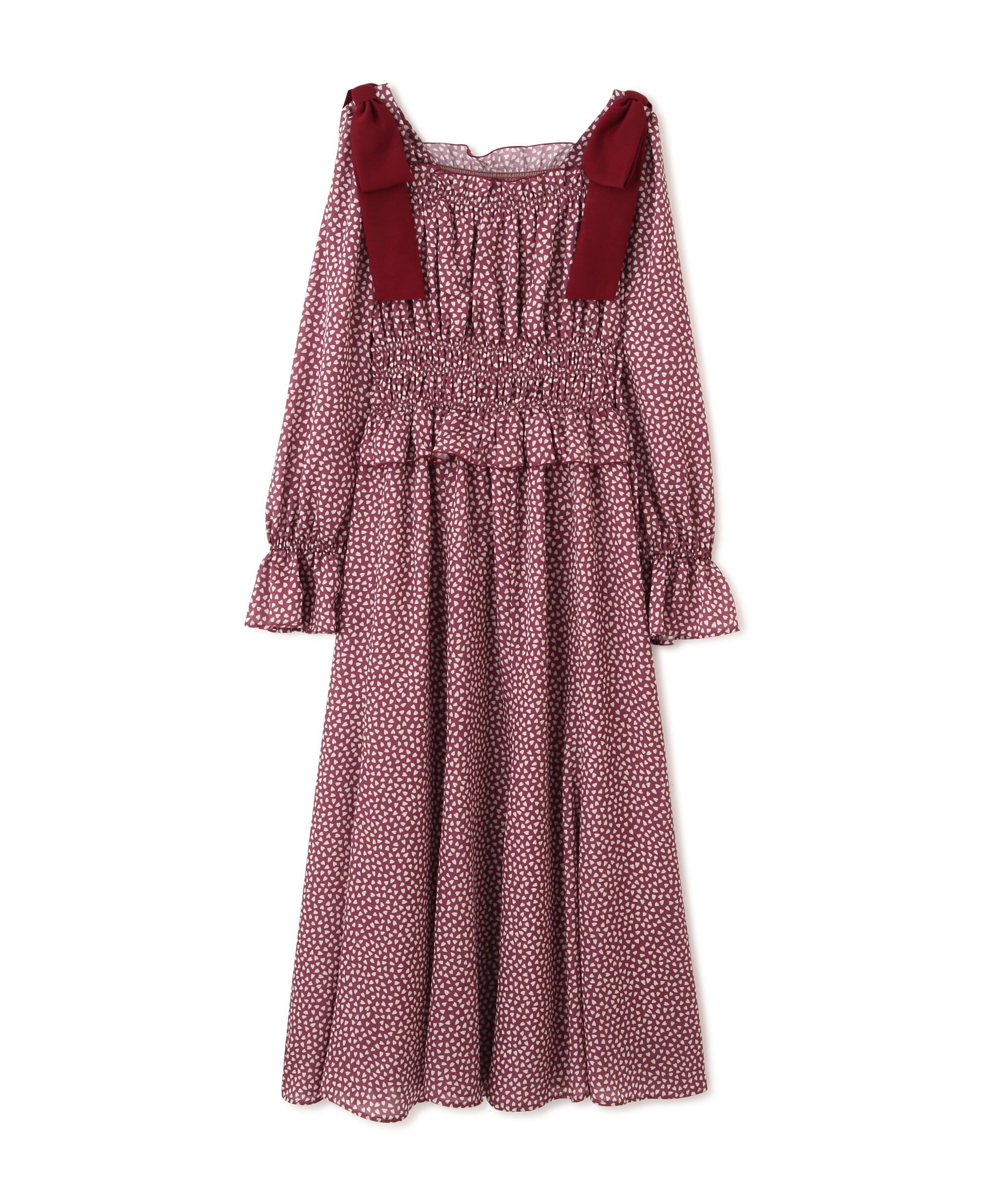  「ハートプリントシャーリングワンピース」|ワンピース|