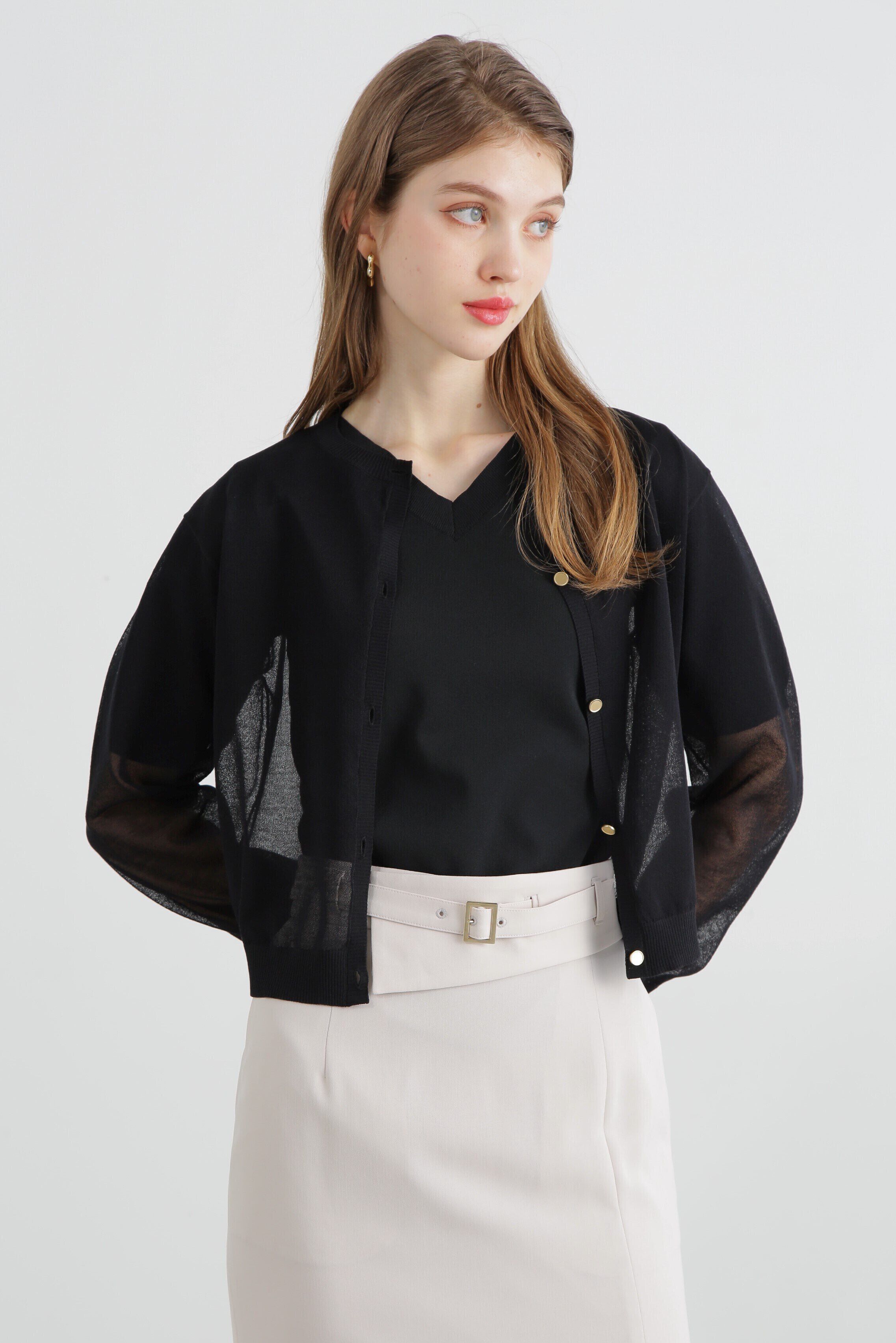  「◆シアーニットカーディガン」|その他|ブラック