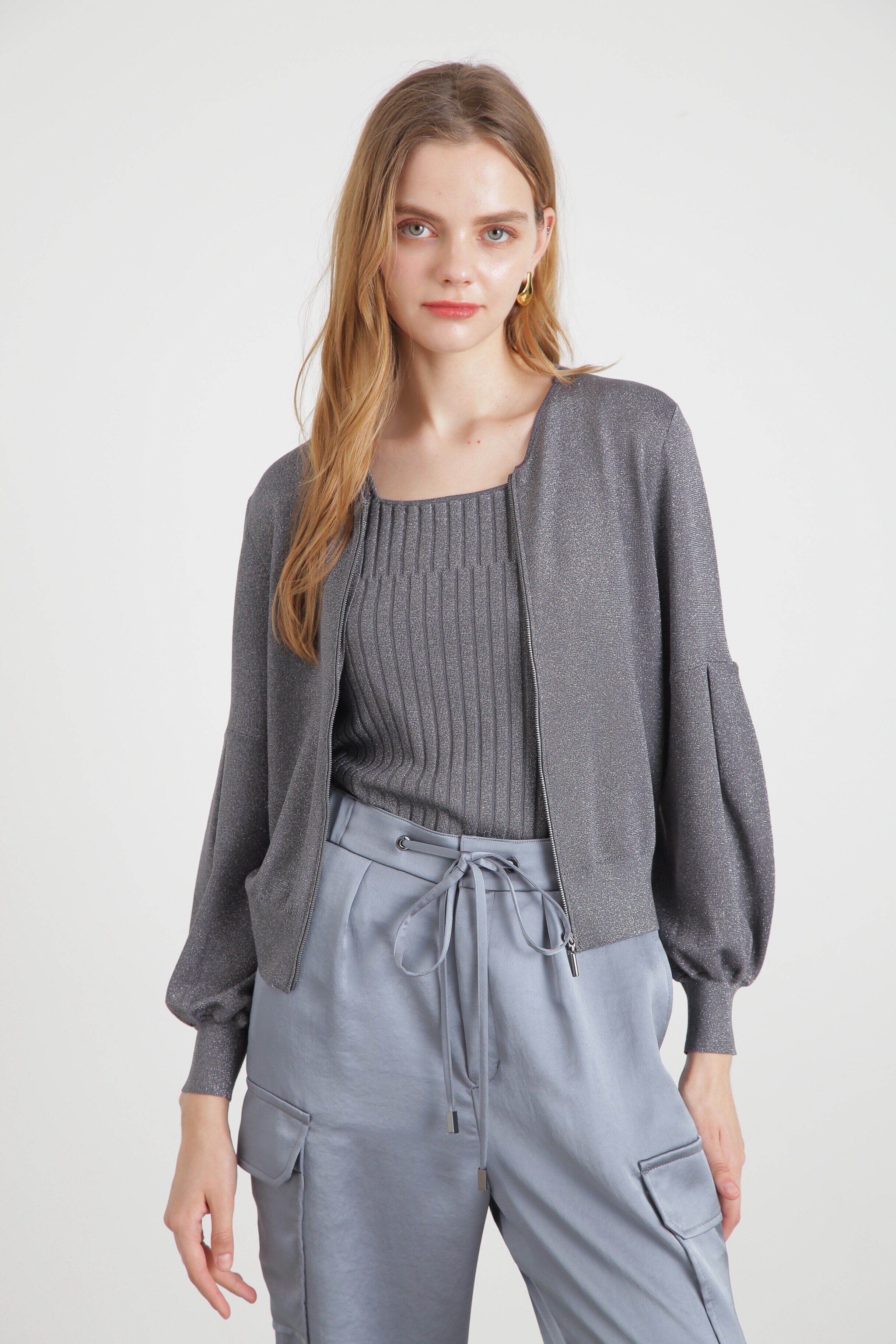  「◆ジップアップラメニットブルゾン」|その他|