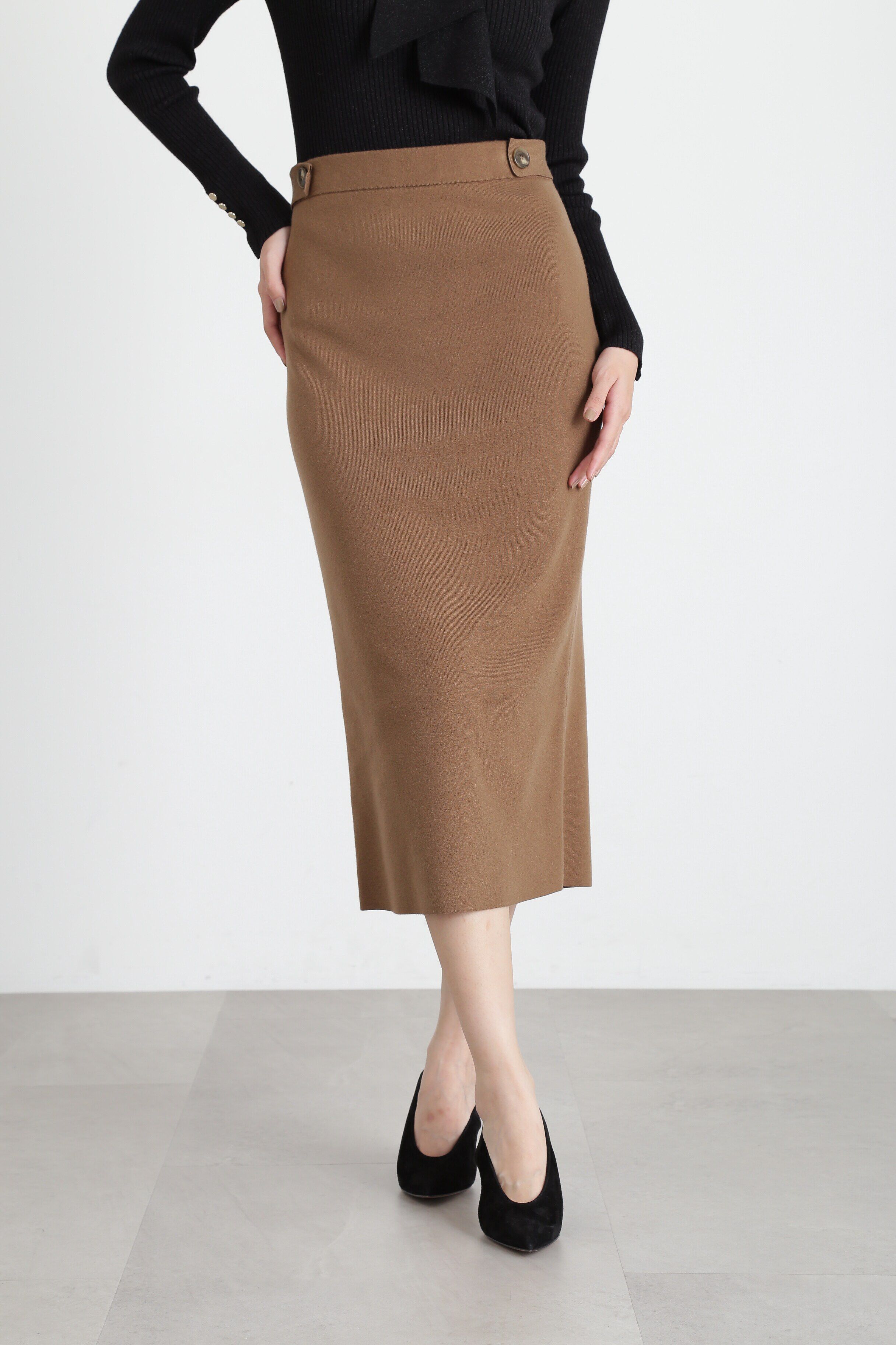  「◆総針ニットタイトスカート」|スカート|モカ6