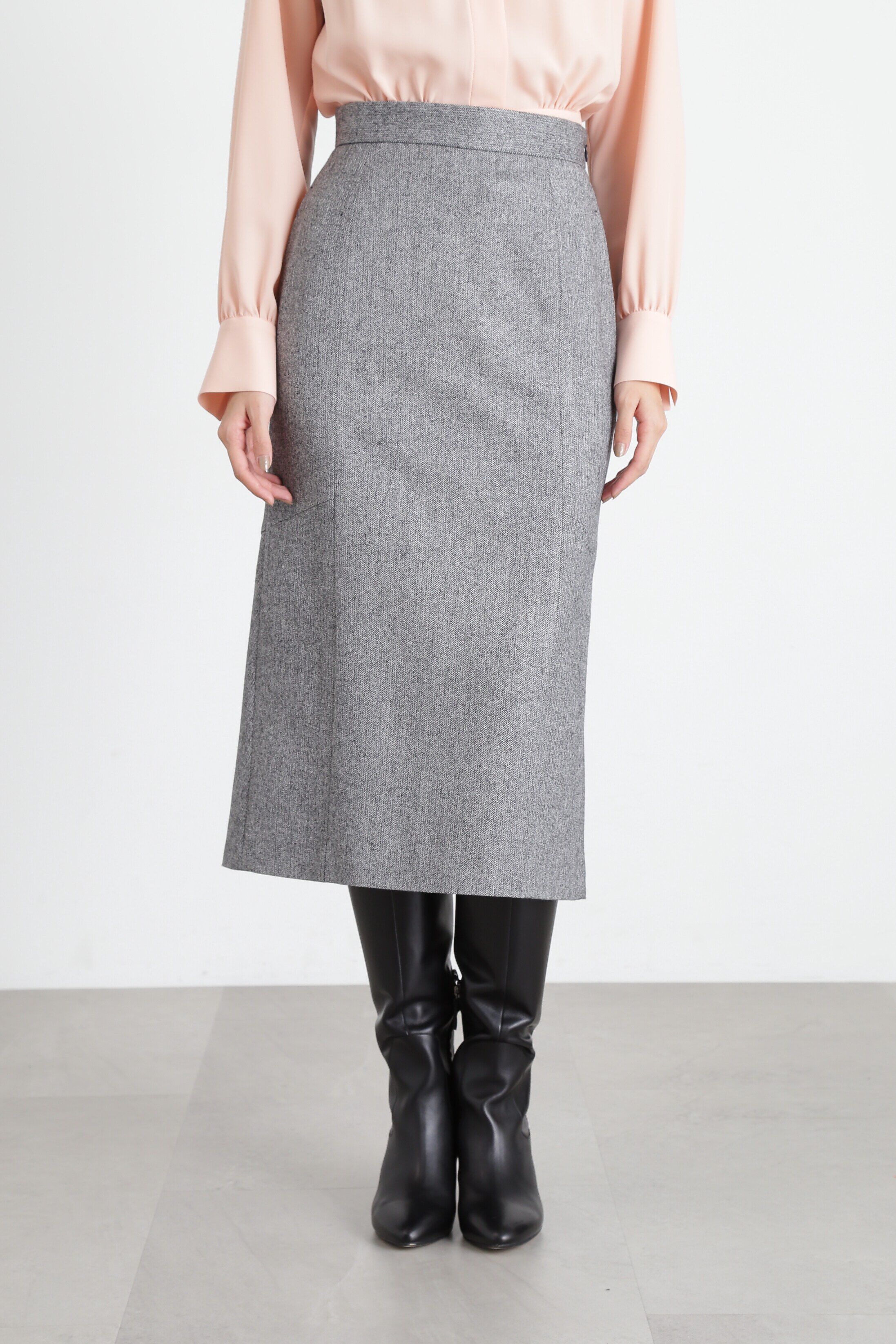  「ヘリンボンバックマーメイドスカート」|スカート|ブラック