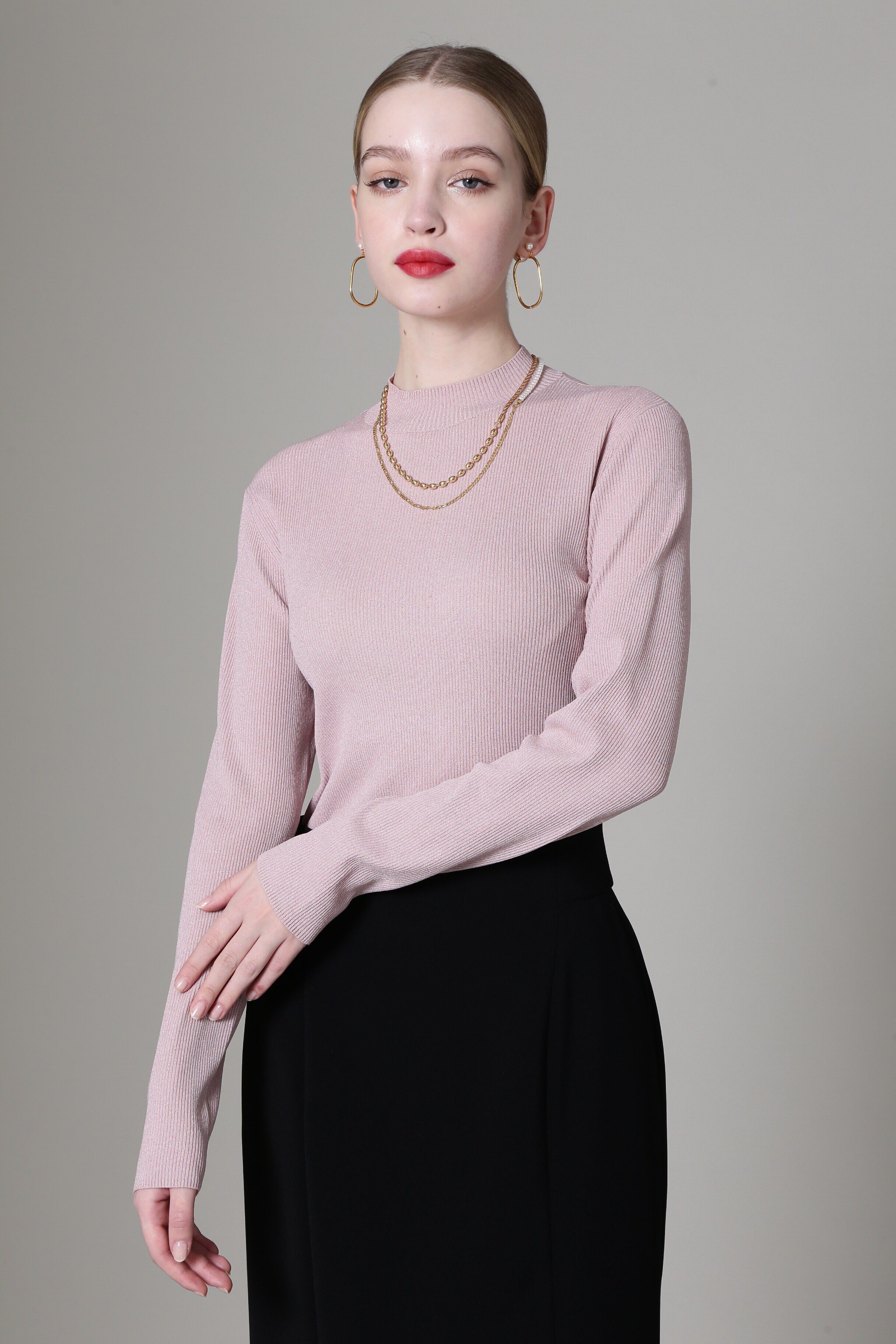  「◆ハイネックラメニットトップス」|ニット・セーター|