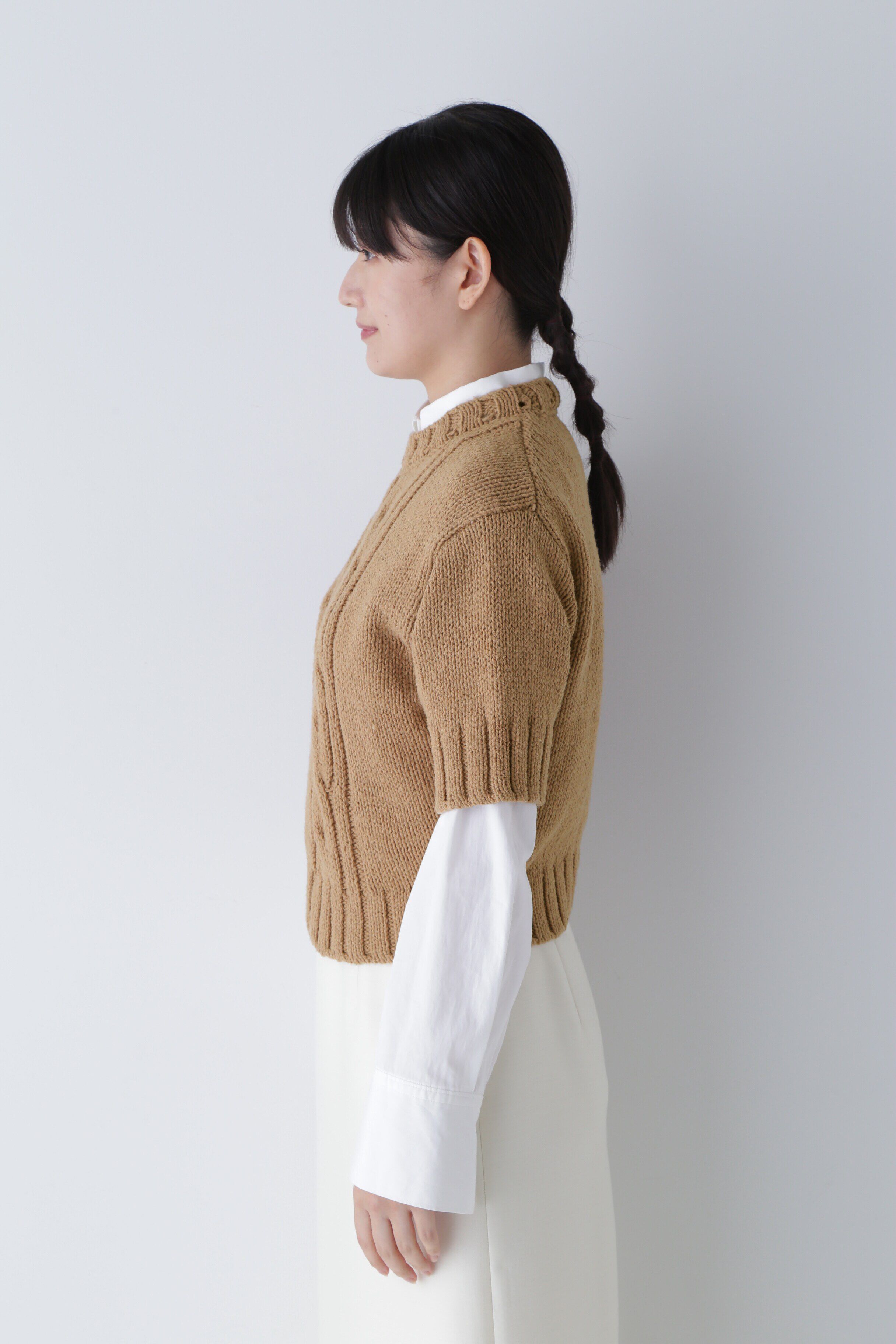  「◆ハーフスリーブ　ブークレニットプルオーバー」|ニット・セーター|