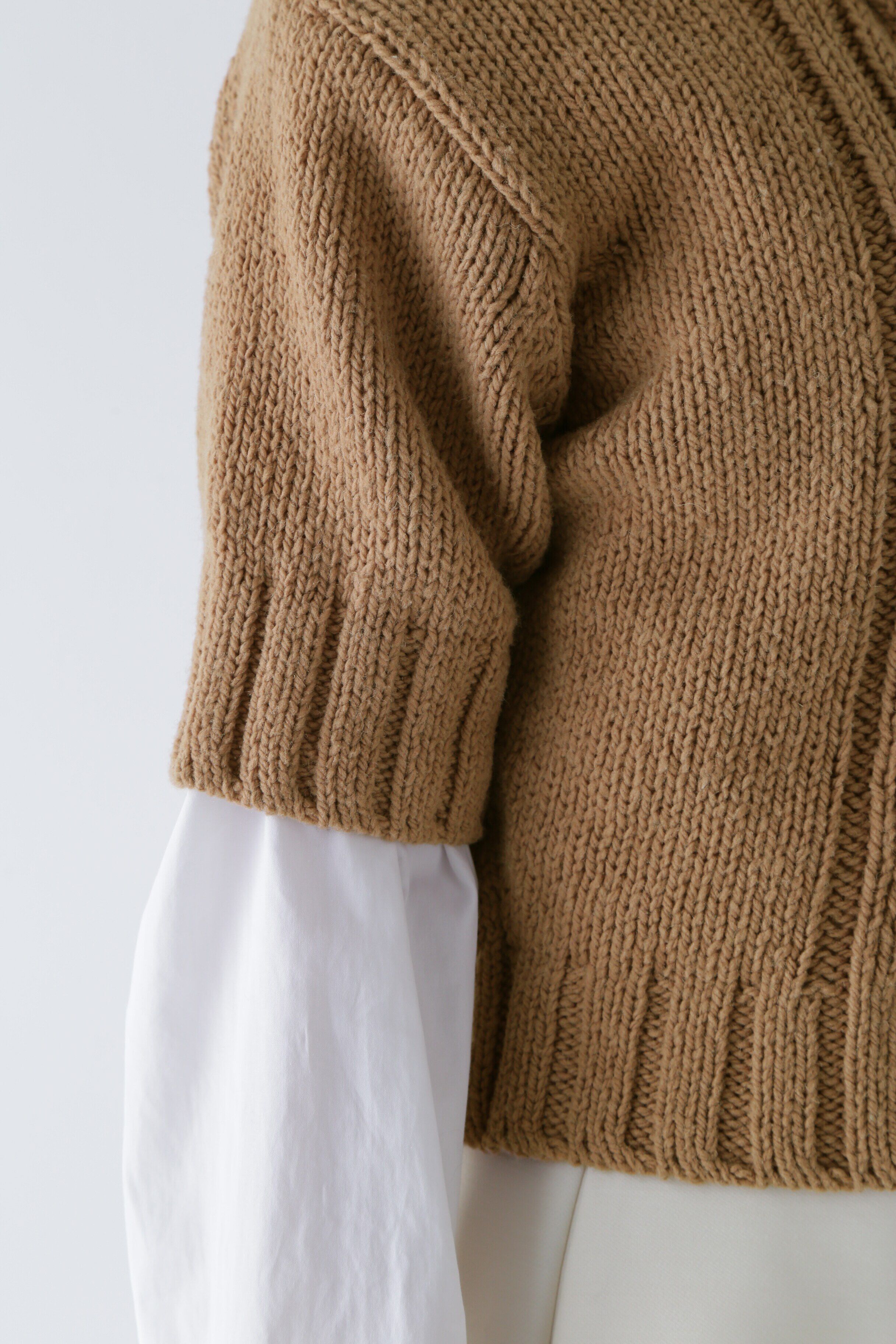  「◆ハーフスリーブ　ブークレニットプルオーバー」|ニット・セーター|