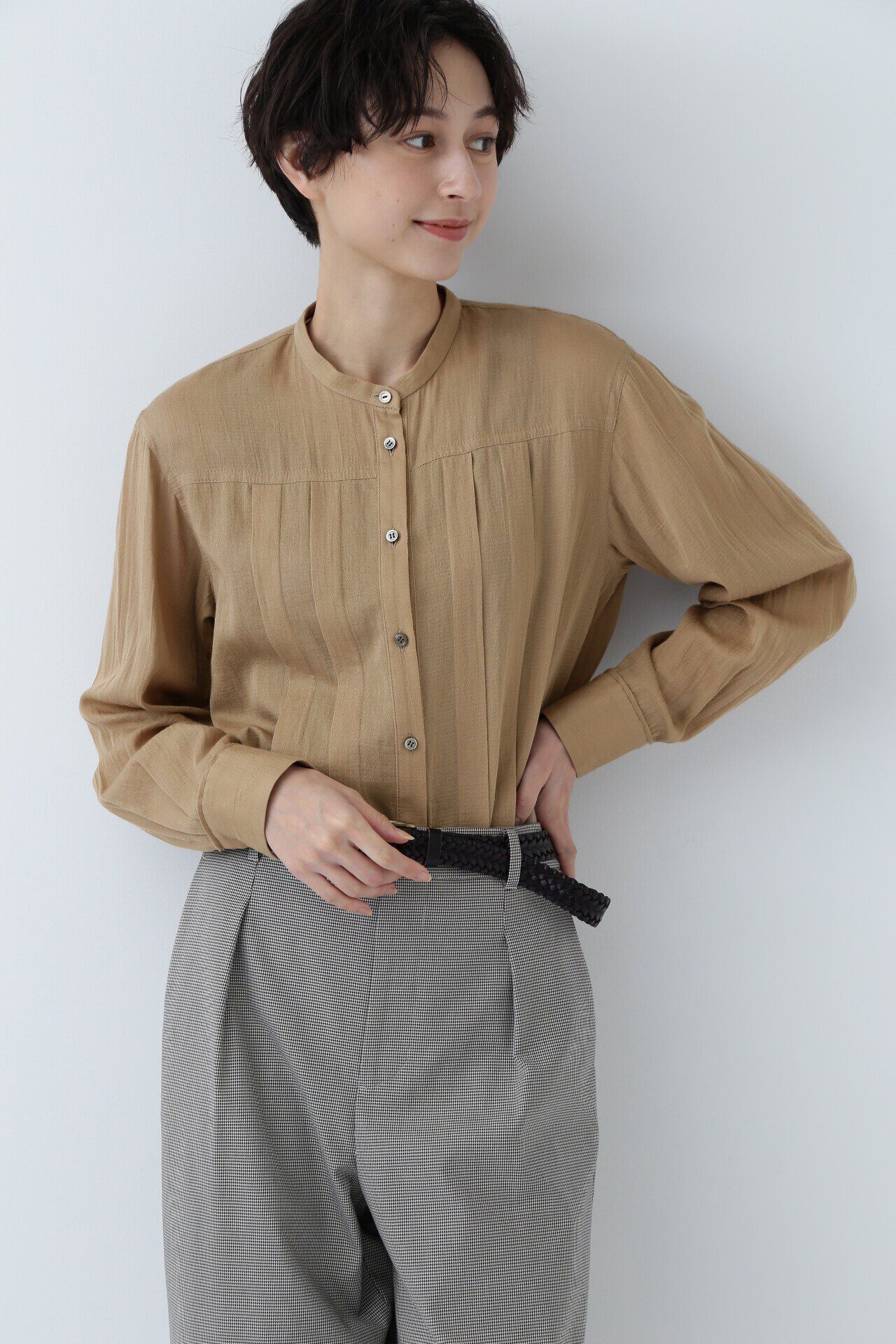  「◆ドビーシフォンブラウス」|シャツ・ブラウス|ベージュ