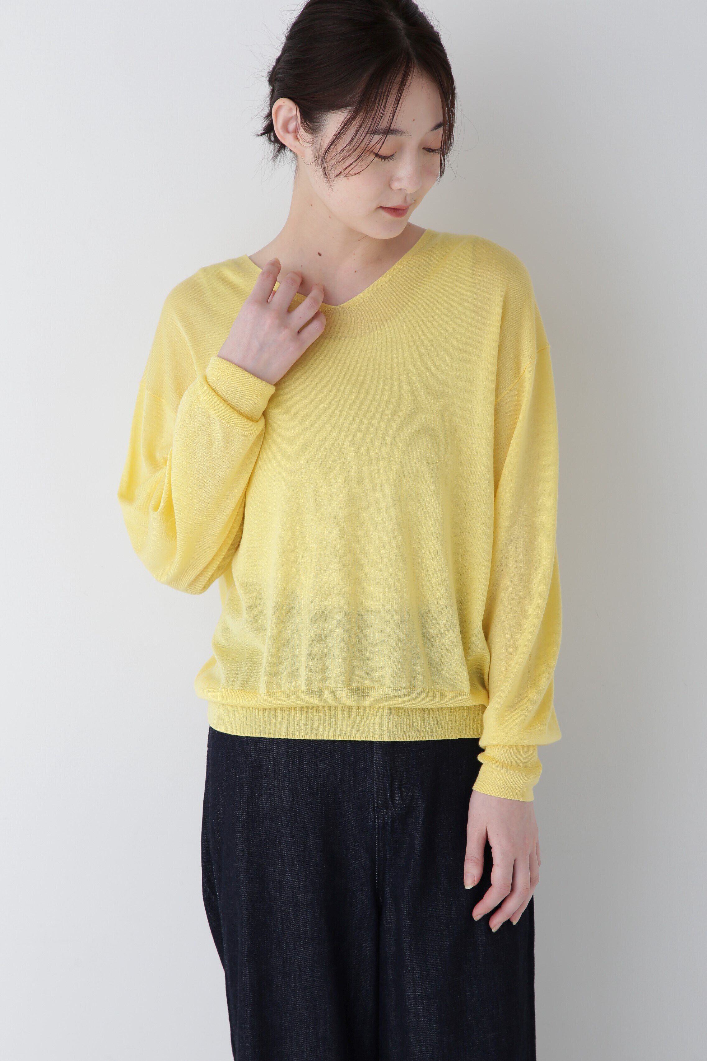  「◆ベーシックVネックプルオーバー」|ニット・セーター|イエロー