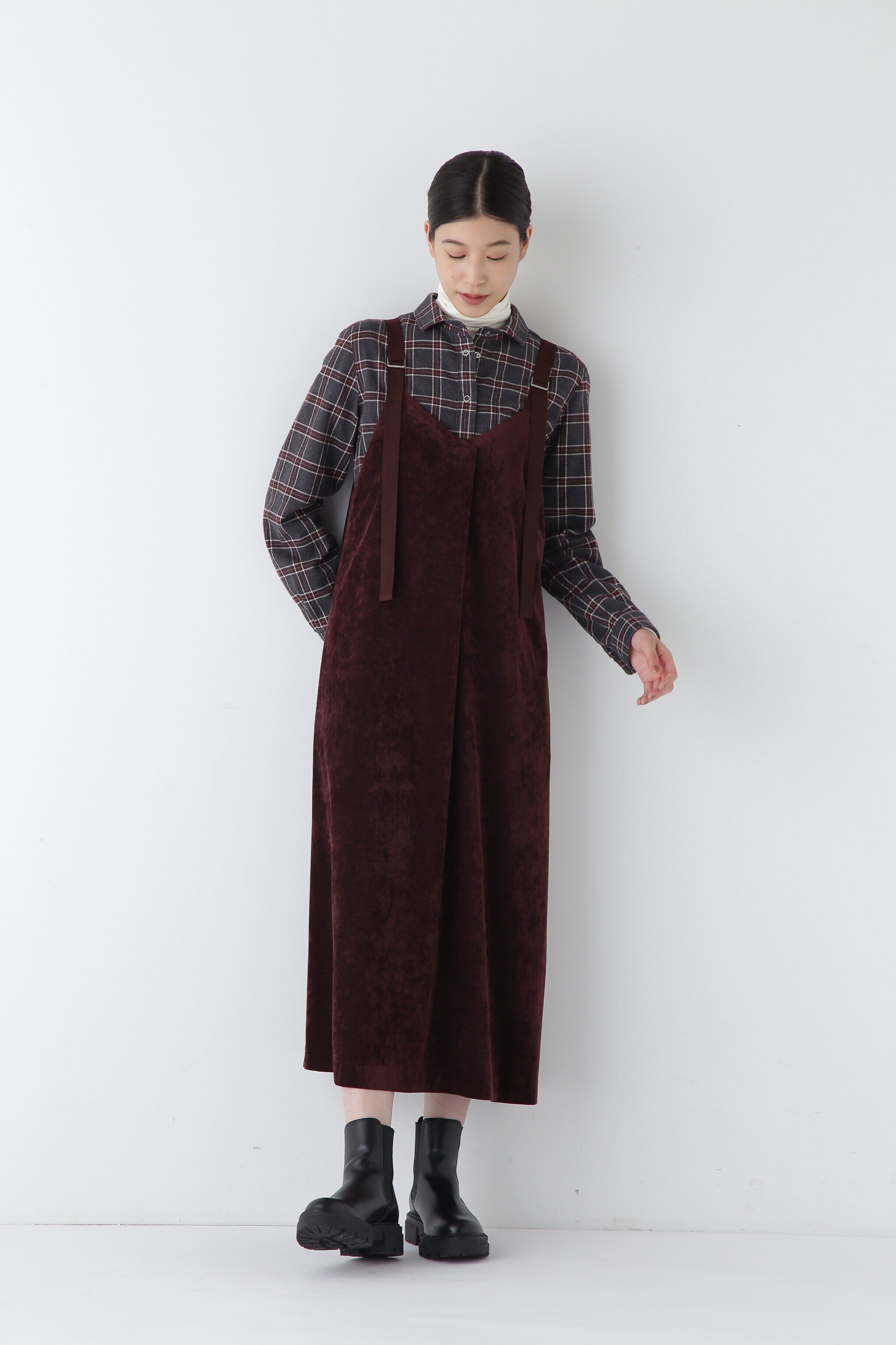  「◆ストレッチ別珍キャミワンピース」|ワンピース|