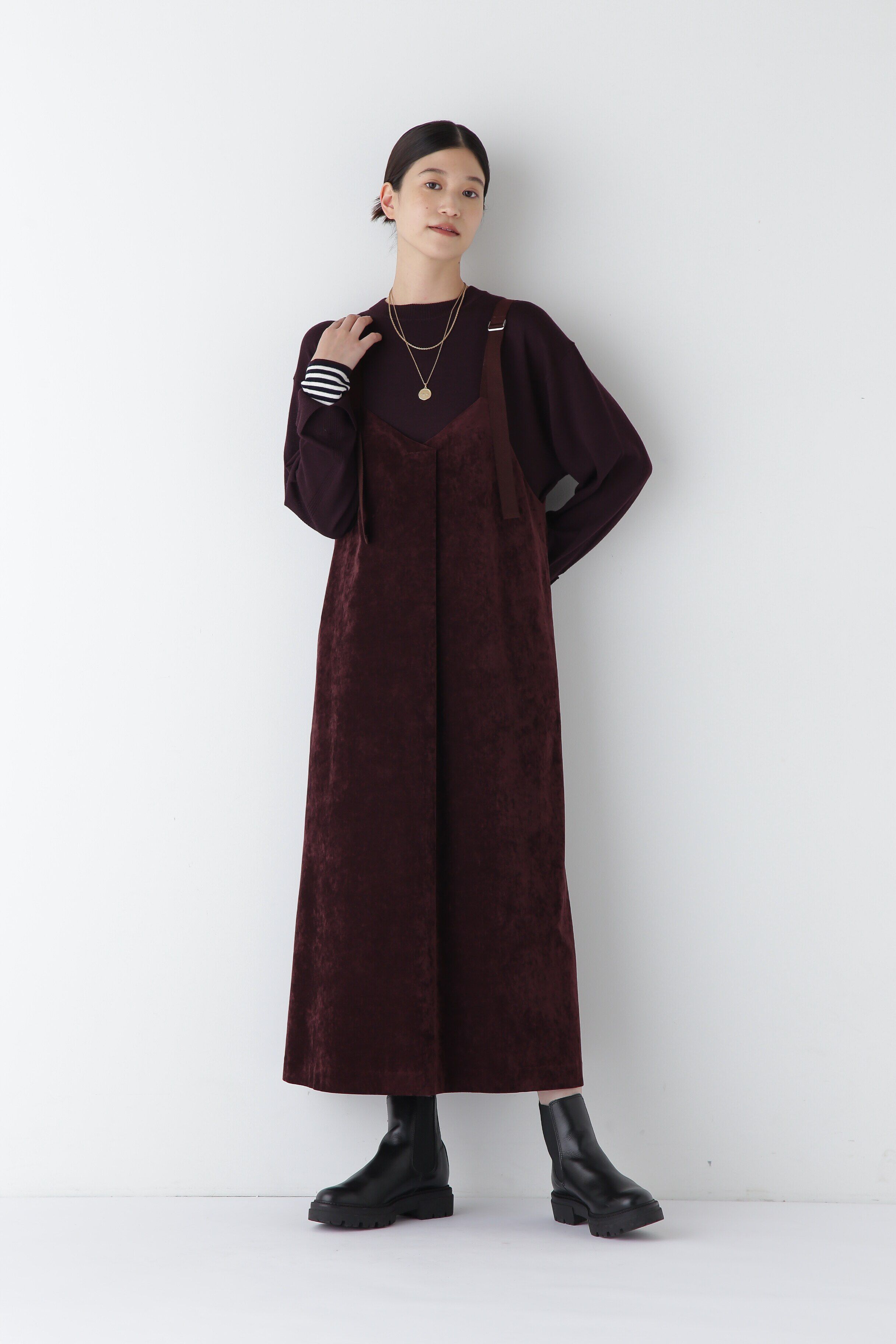  「◆ストレッチ別珍キャミワンピース」|ワンピース|