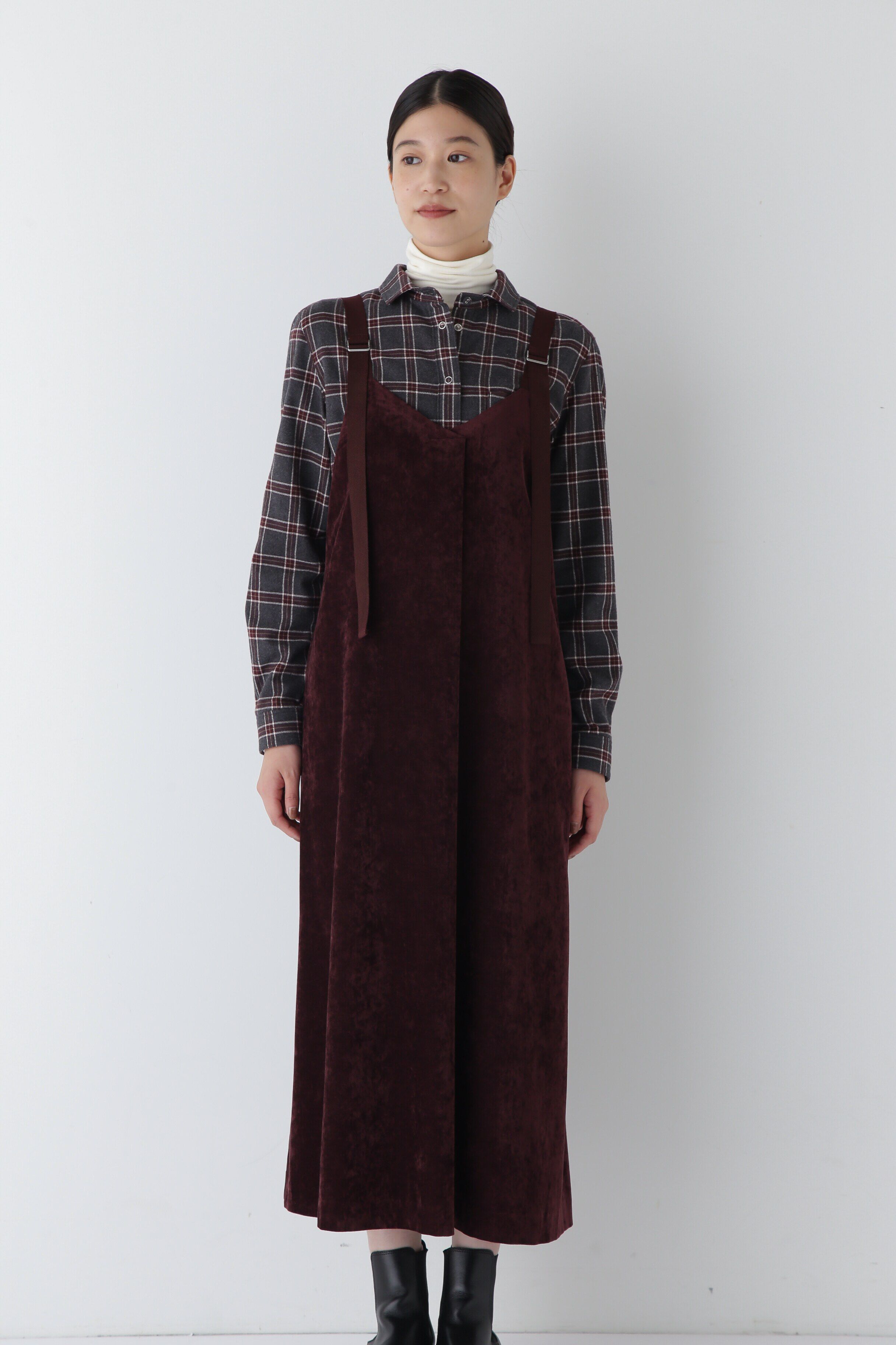  「◆ストレッチ別珍キャミワンピース」|ワンピース|