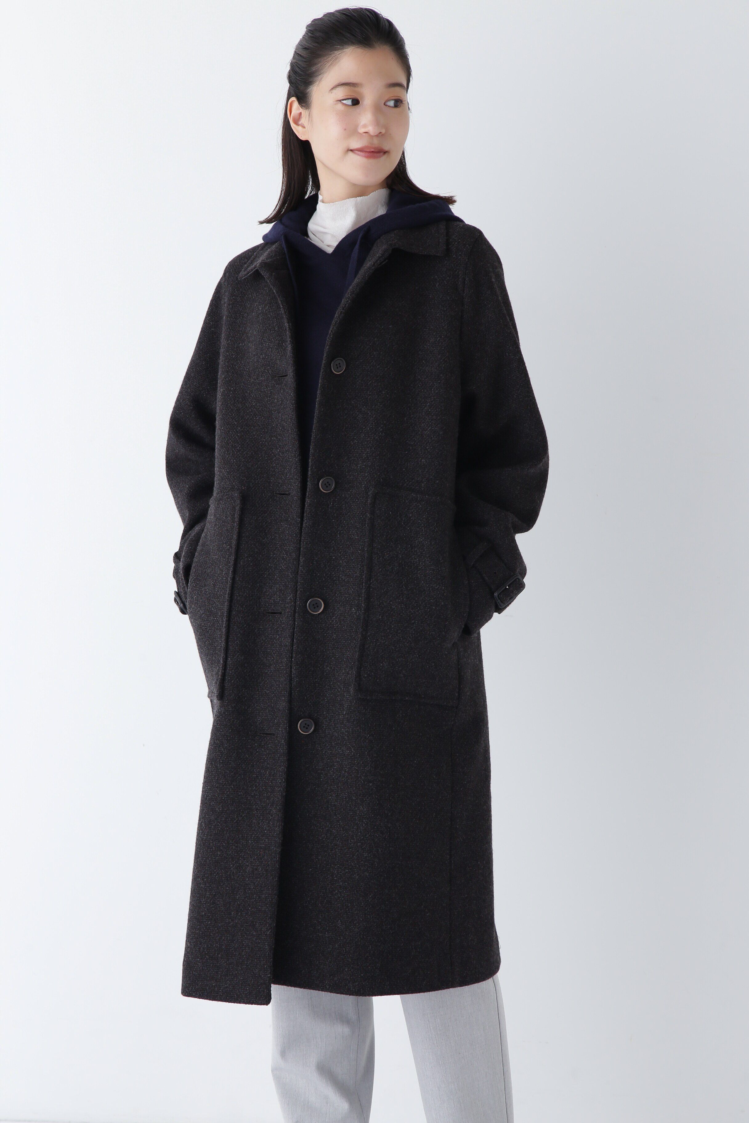  「◆ウールナイロンオックスステンカラーコート」|その他|ブラウン