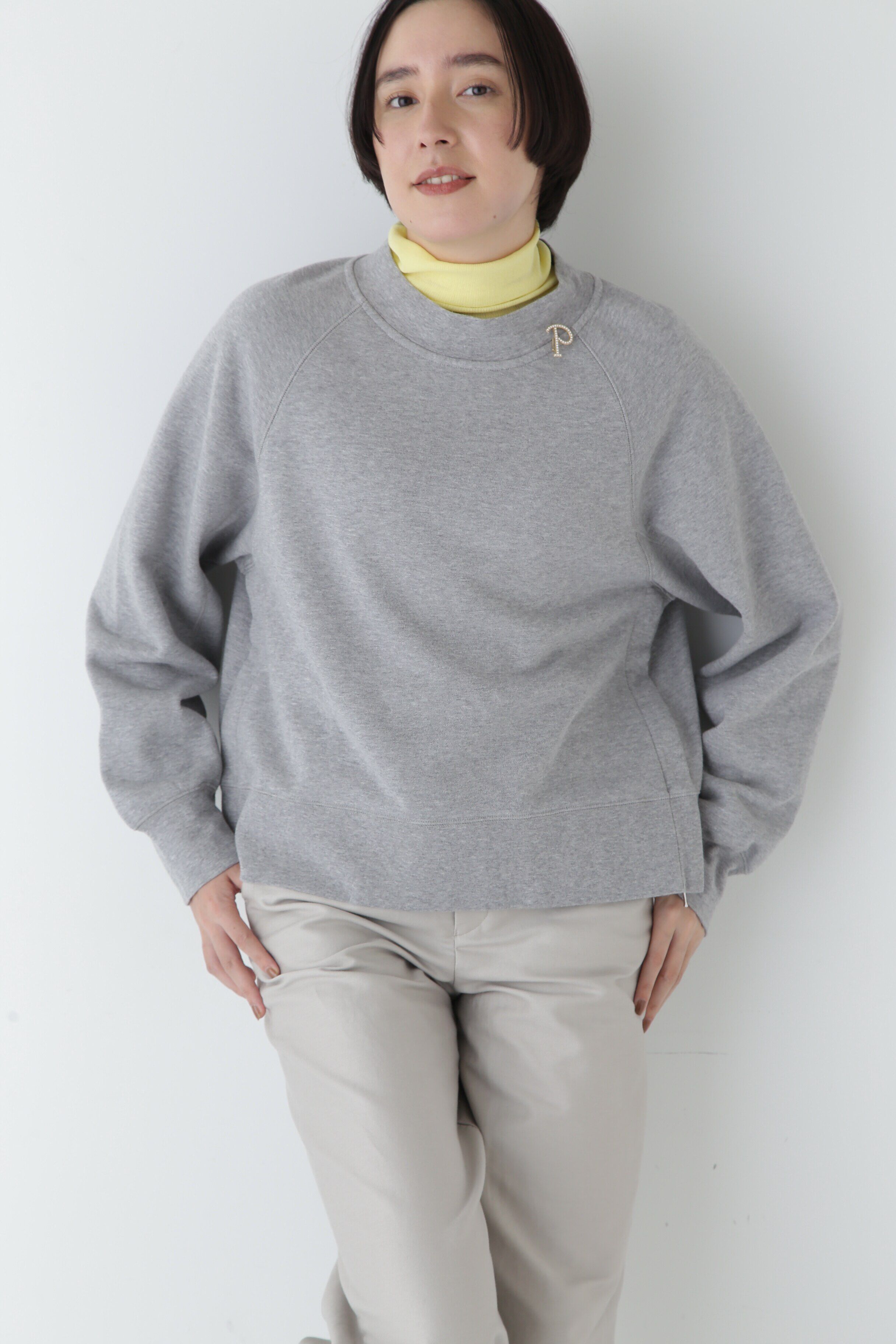  「◆モックネックジップトレーナー」|Tシャツ・カットソー|TOPグレー