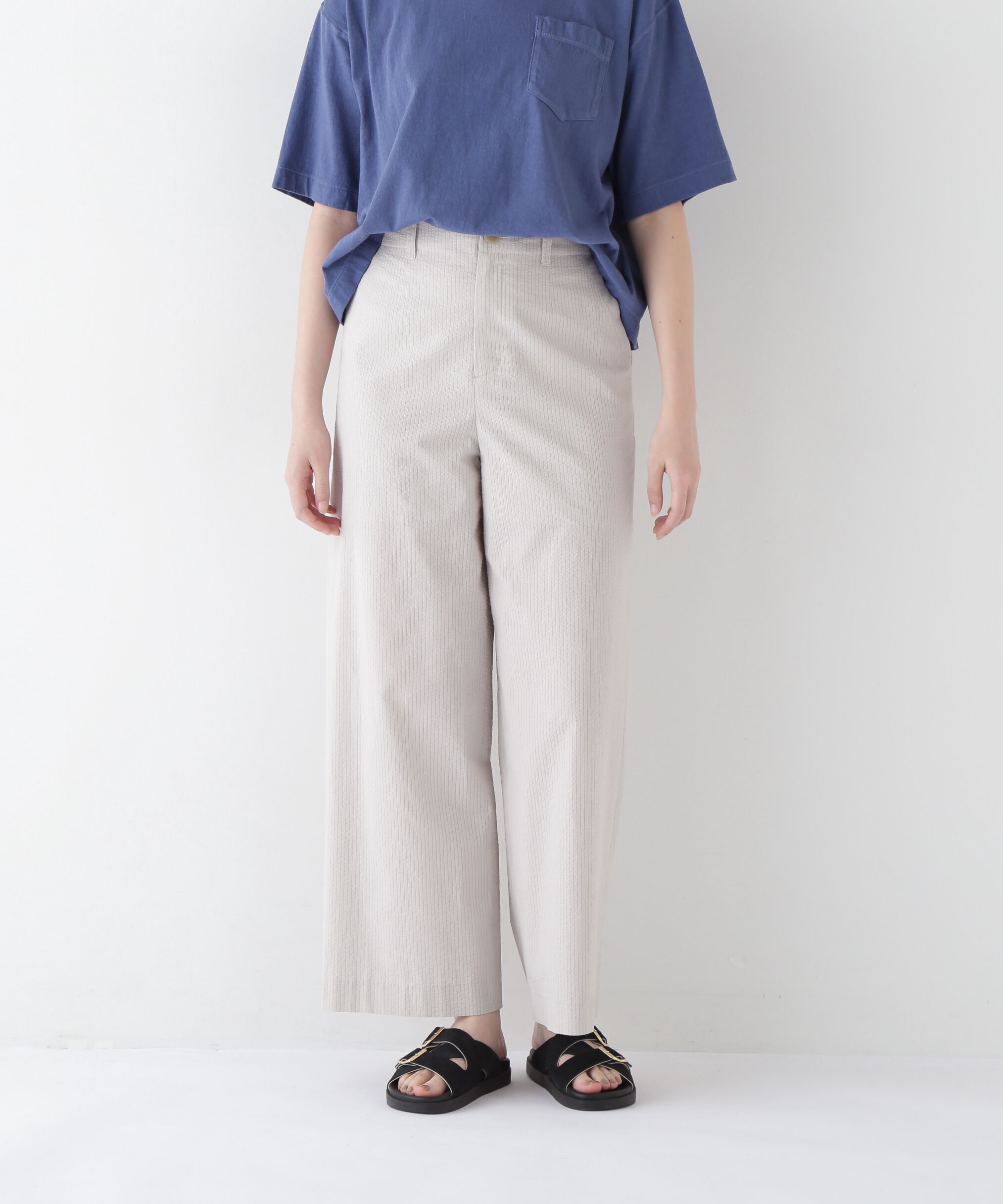  「◆シアサッカーストライプセミワイドパンツ」|その他|グレージュス 3