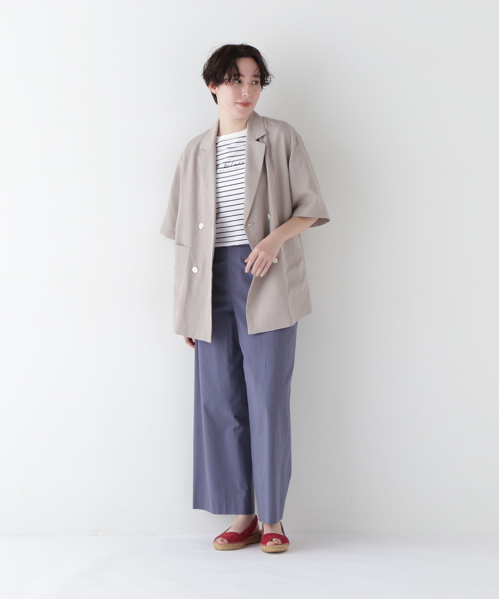  「◆シアサッカーストライプセミワイドパンツ」|その他|