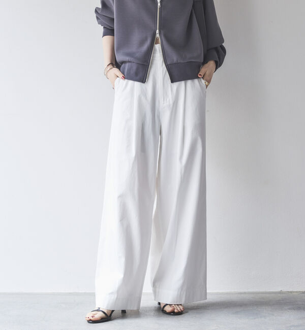 Doux archives「タックワイドパンツ」|チノ|WHITE
