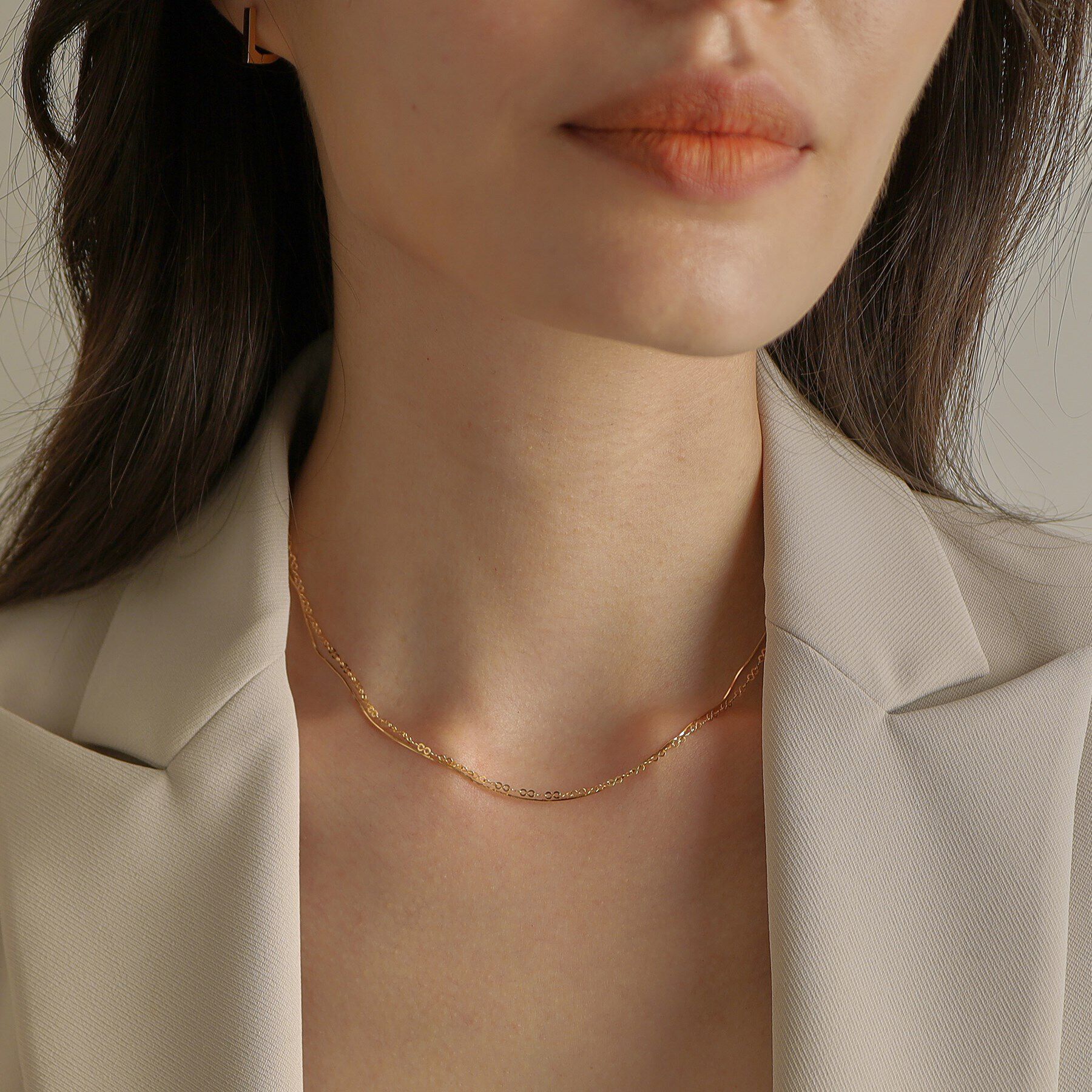 COCOSHNIK「K18フラットインフィニティーチェーン ネックレス」|ネックレス|