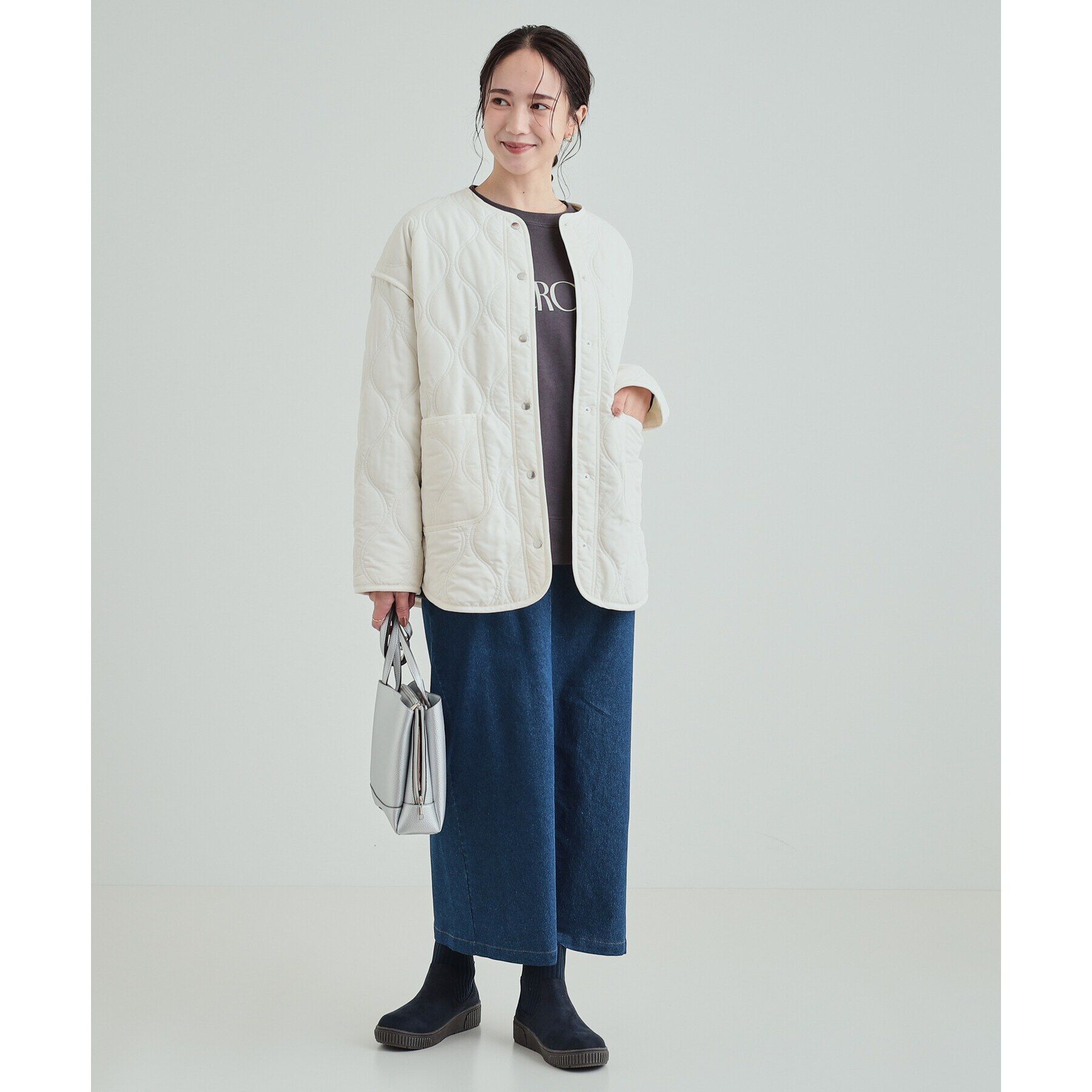 SHOO･LA･RUE「【高レビュー/撥水】すっぽりラクラク はきぐちニットブーツ」|ショートブーツ|