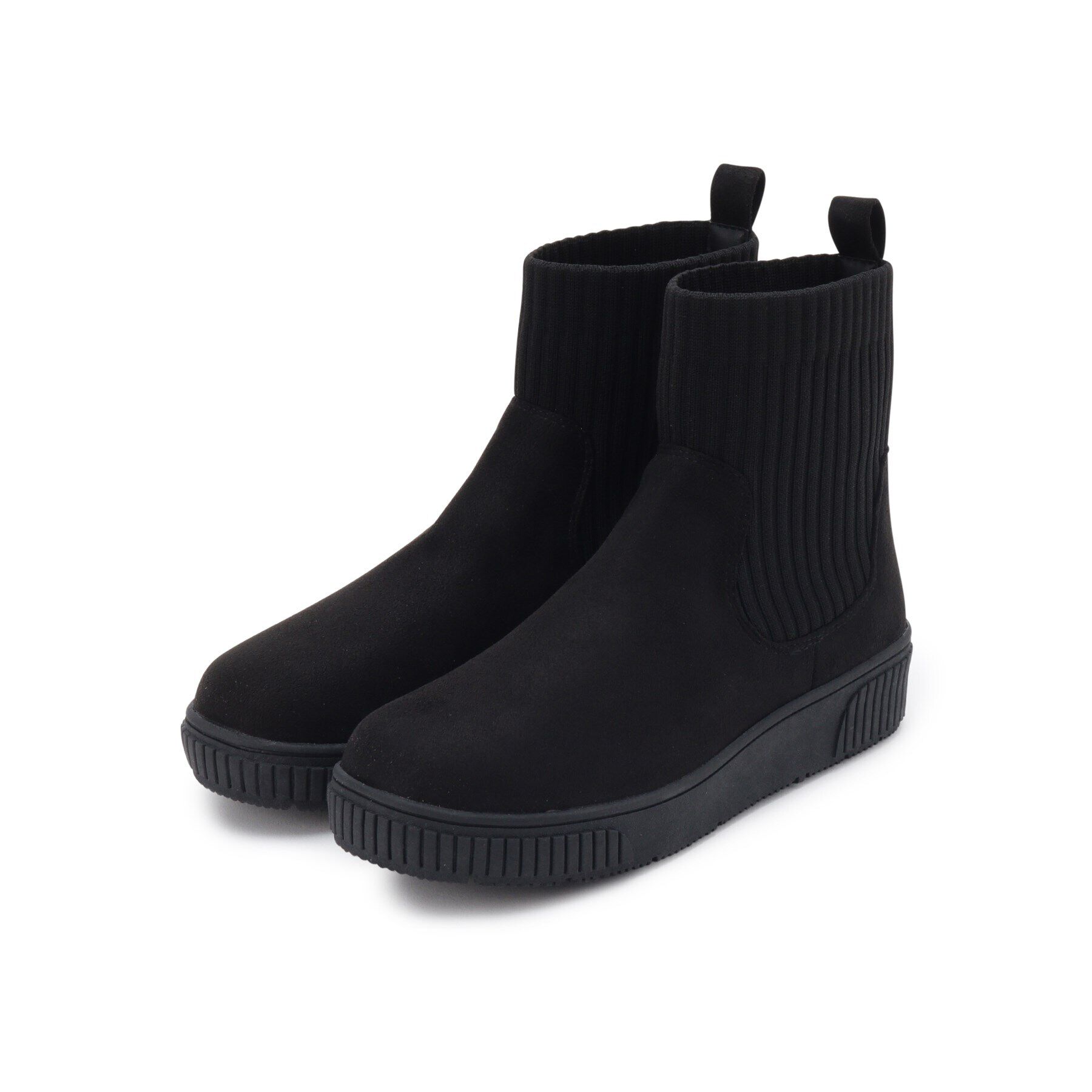 SHOO･LA･RUE「【高レビュー/撥水】すっぽりラクラク はきぐちニットブーツ」|ショートブーツ|