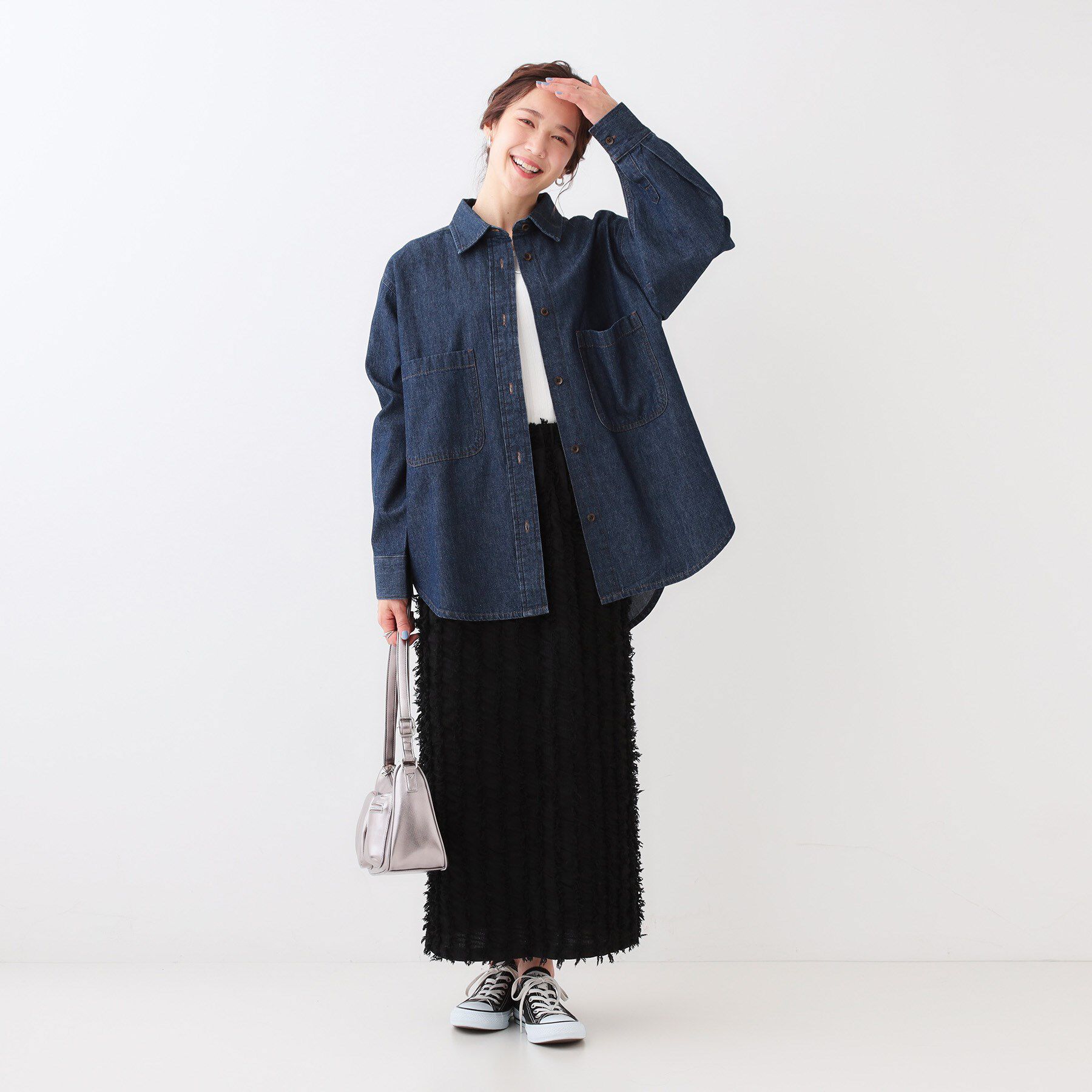 SHOO･LA･RUE「【洗える/S-LL】BIGポケット オーバーサイズデニムシャツ」|シャツ・ブラウス|