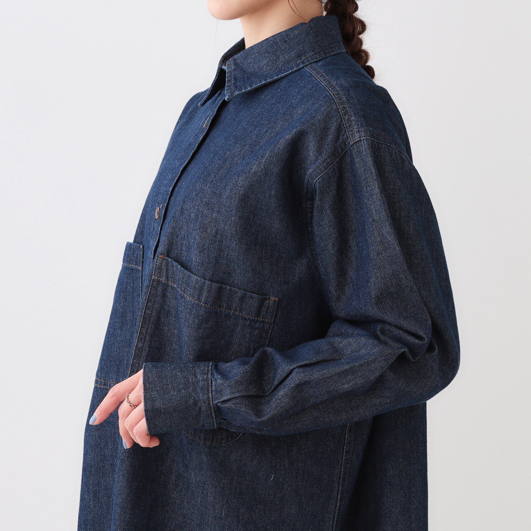 SHOO･LA･RUE「【洗える/S-LL】BIGポケット オーバーサイズデニムシャツ」|シャツ・ブラウス|