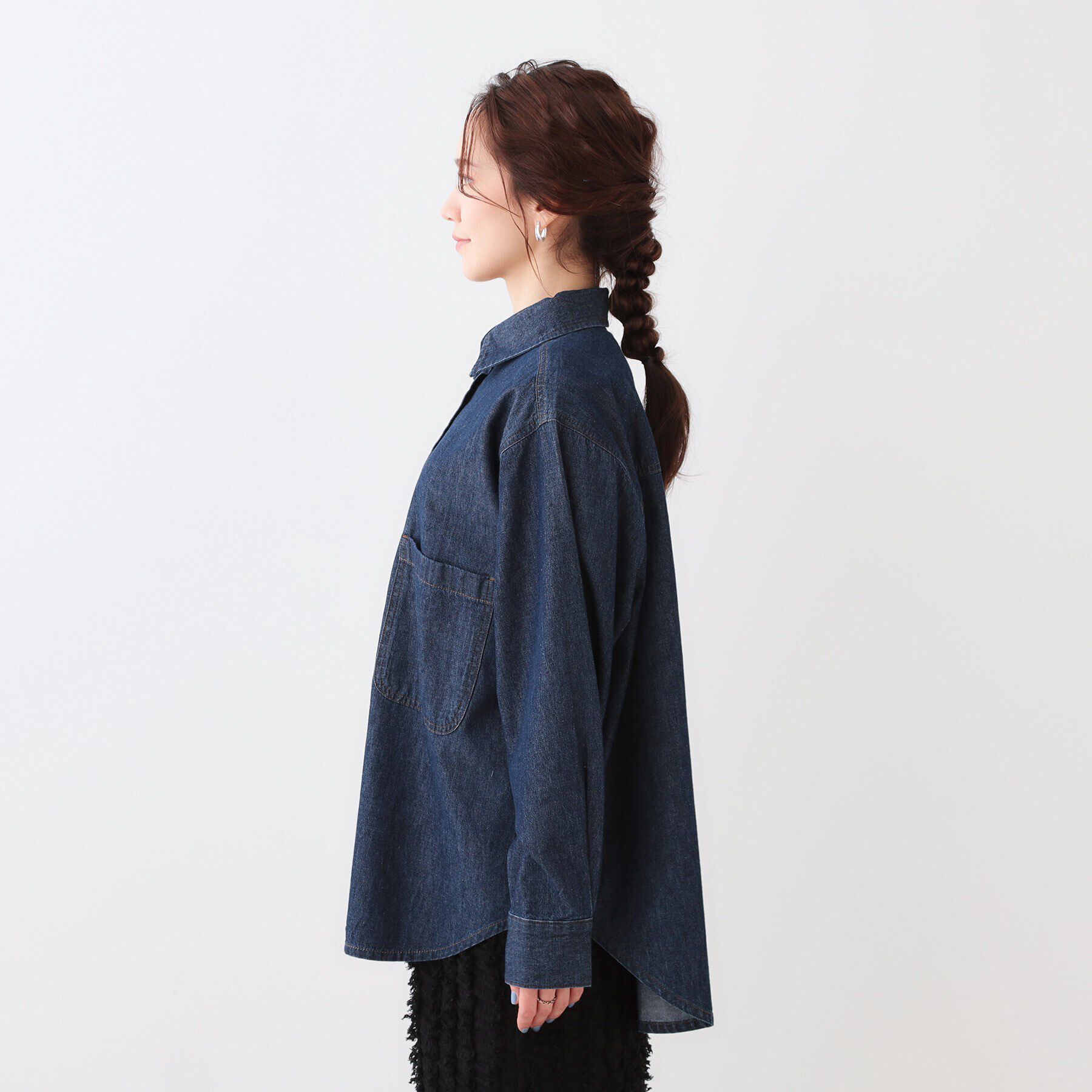 SHOO･LA･RUE「【洗える/S-LL】BIGポケット オーバーサイズデニムシャツ」|シャツ・ブラウス|