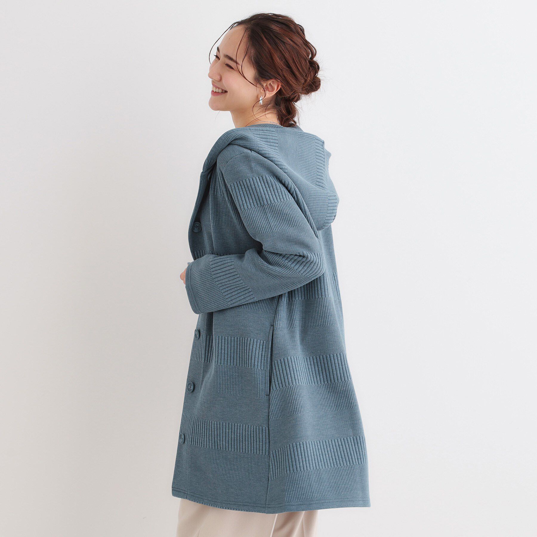 SHOO･LA･RUE「【S-LL】体型をカバーしながらスマートに魅せる ラインジャカードコーディガン」|カーディガン|