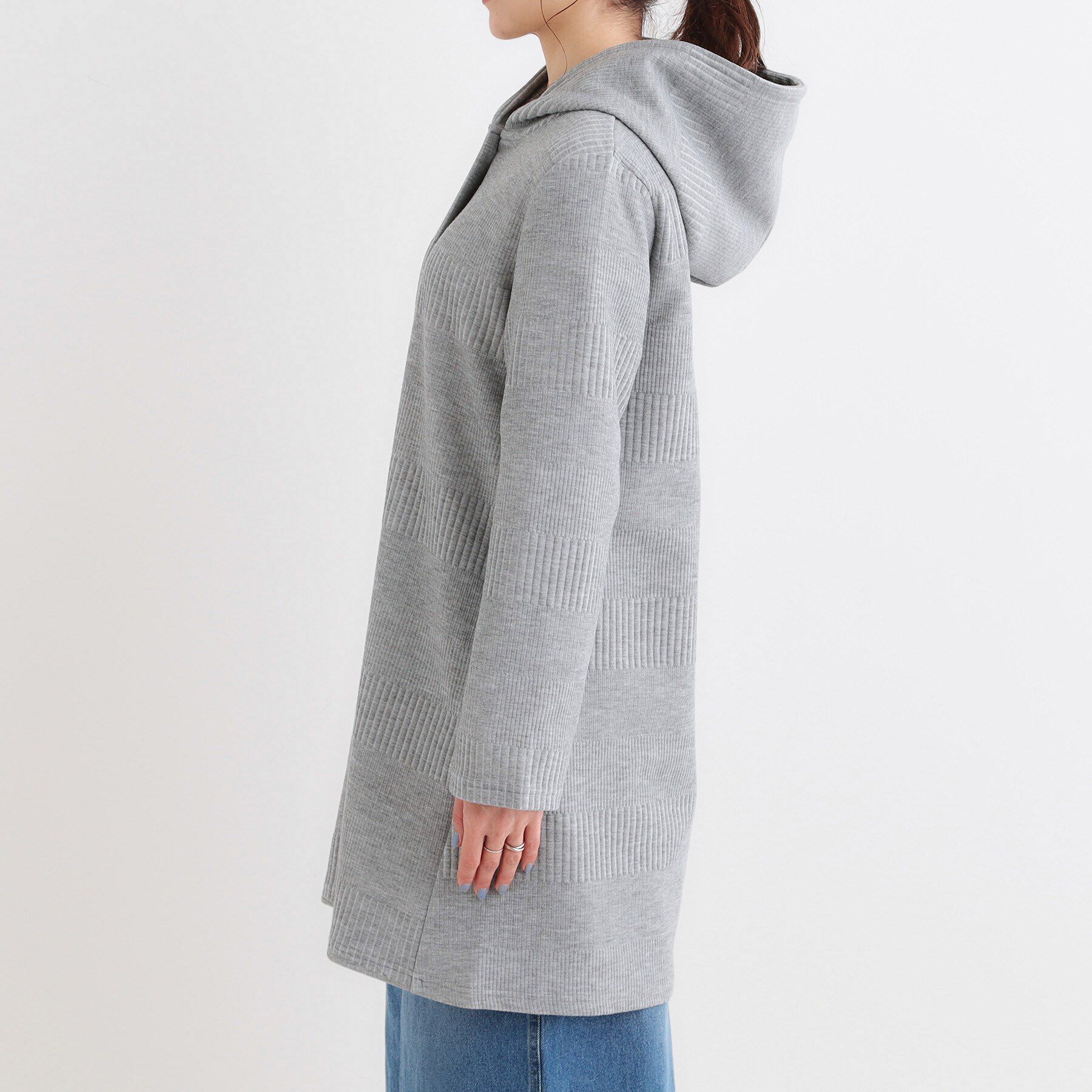 SHOO･LA･RUE「【S-LL】体型をカバーしながらスマートに魅せる ラインジャカードコーディガン」|カーディガン|